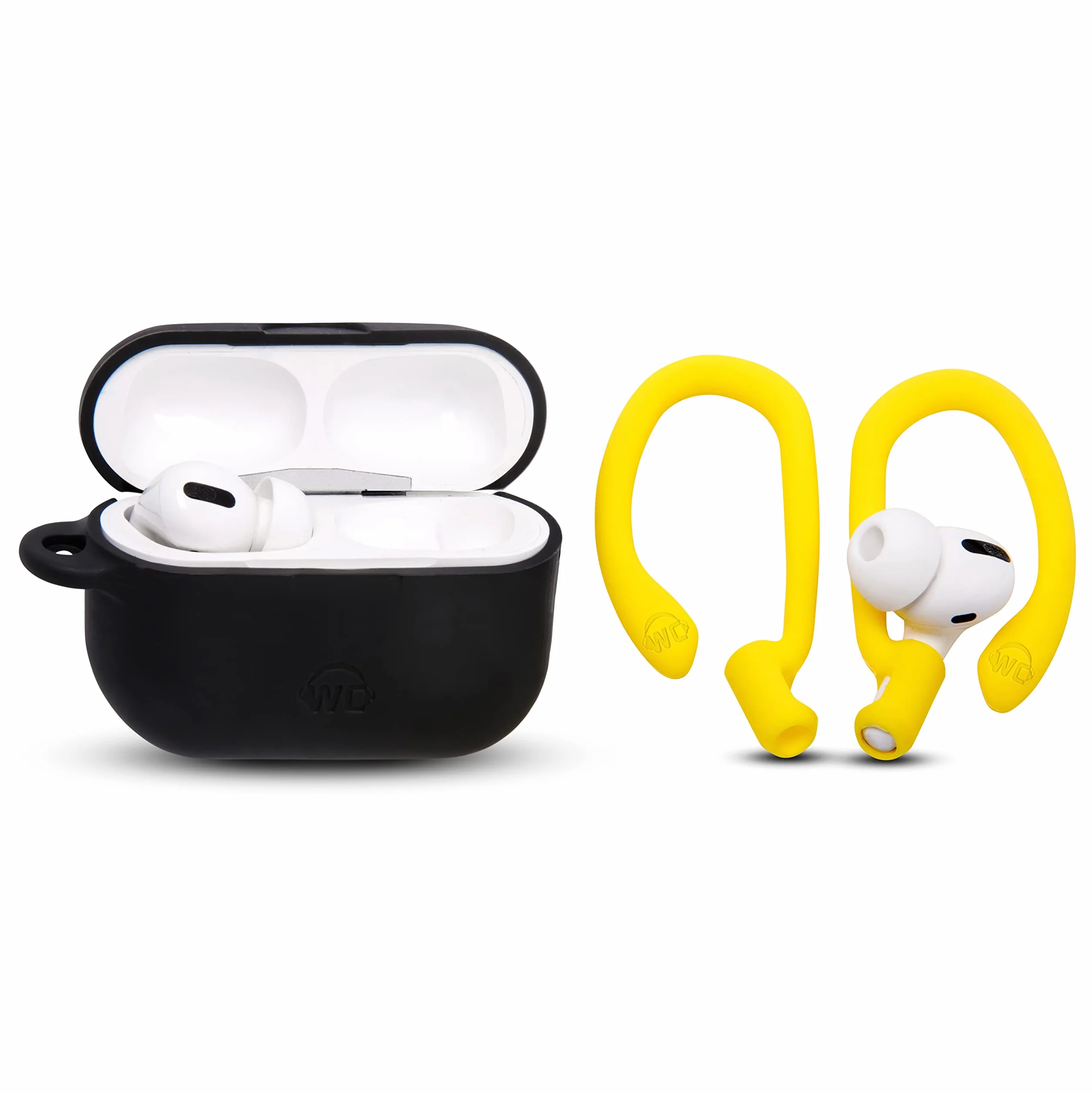 Wicked Cushions WC HookZ Ganci sopra l'orecchio per AirPods Pro 1, 2 e AirPods 1, 2, 3 - Due paia, Neon Yellow