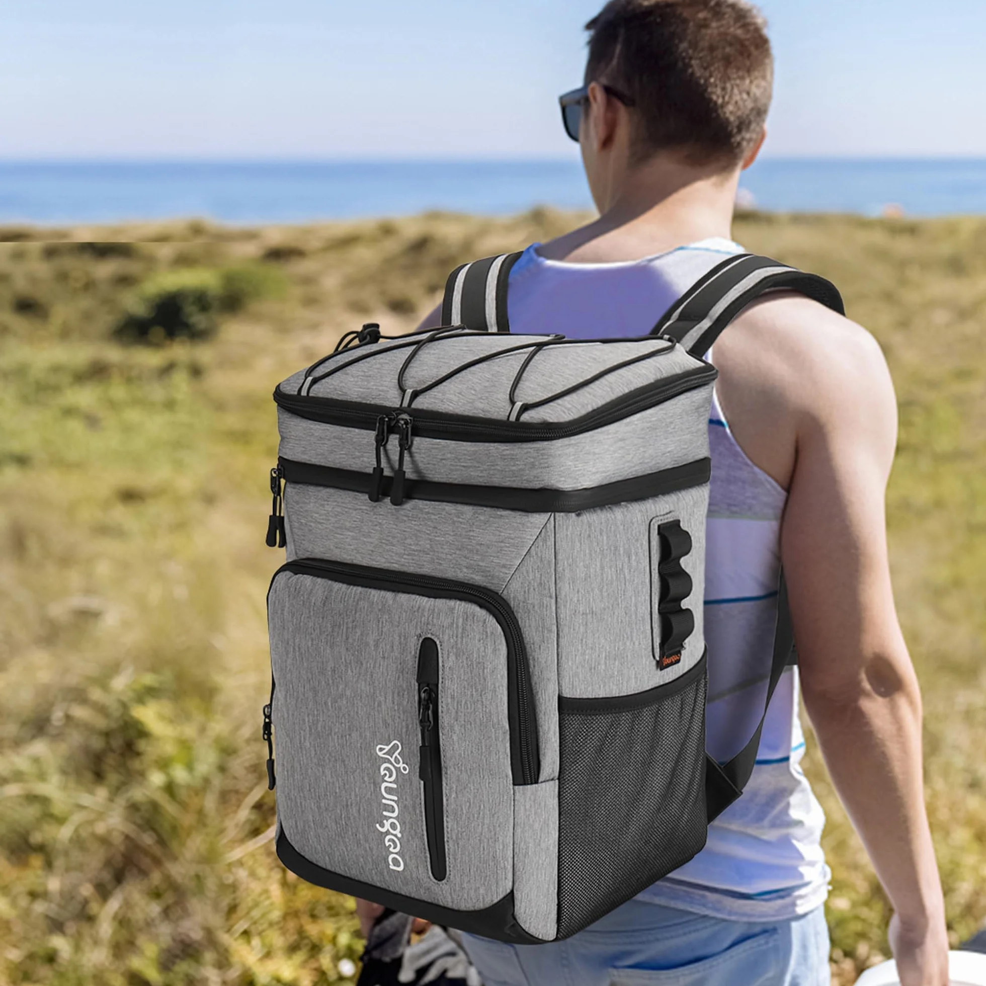 Borsa Termica Zaino Borsa Fredda Isolate per Picnic Campeggio Pranzo Spiaggia YG065 24L Grigio