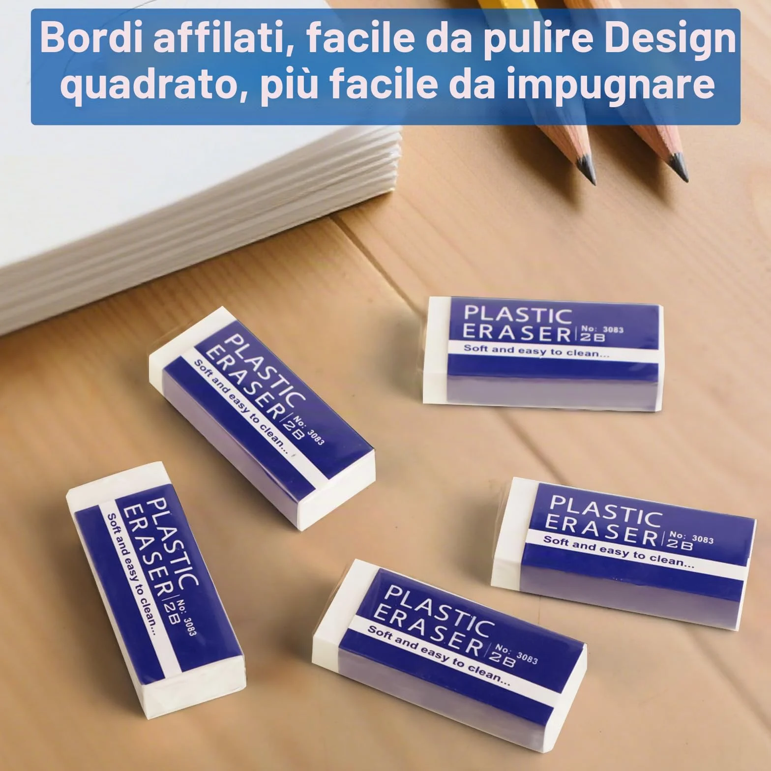 Gomma da Cancellare Classica 2B 6x2x1 cm Plastica Bianco