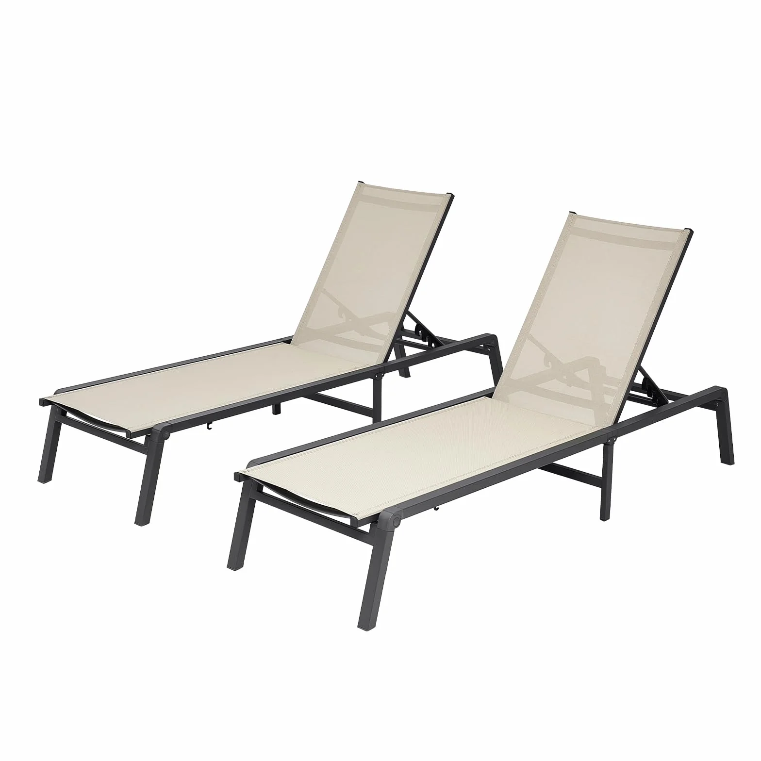 VEVOR Set di Sedie a Sdraio da Esterno 2 pezzi, Carico 180 kg, Sedia a Sdraio Pieghevole, Posizioni Regolabili, Facile da Montare, Sdraio Reclinabili in Alluminio per Piscina, Spiaggia, Giardino