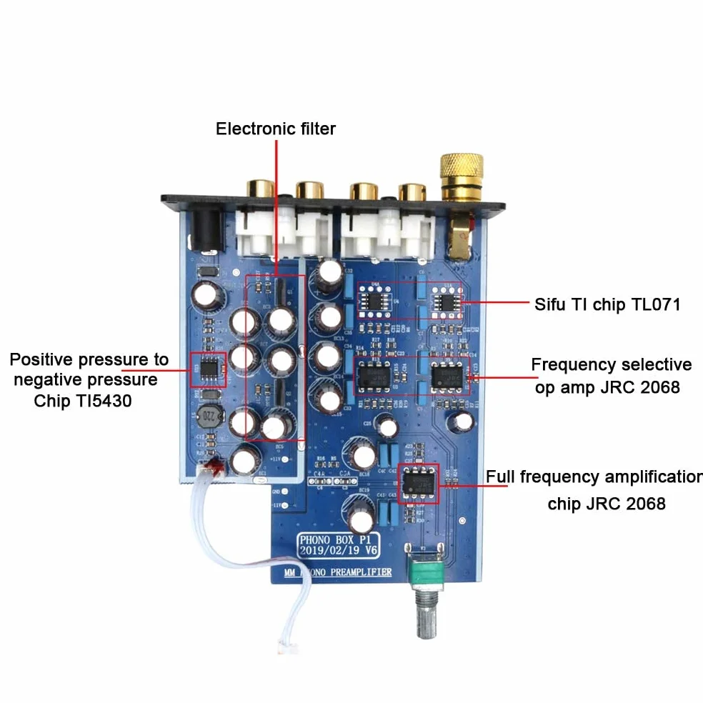 Dilvpoetry Phono Box MM Phono Preamplificatore HiFi Audio AMP Giradischi Amplificatore Fonografo Pre-amp DC12V Nero