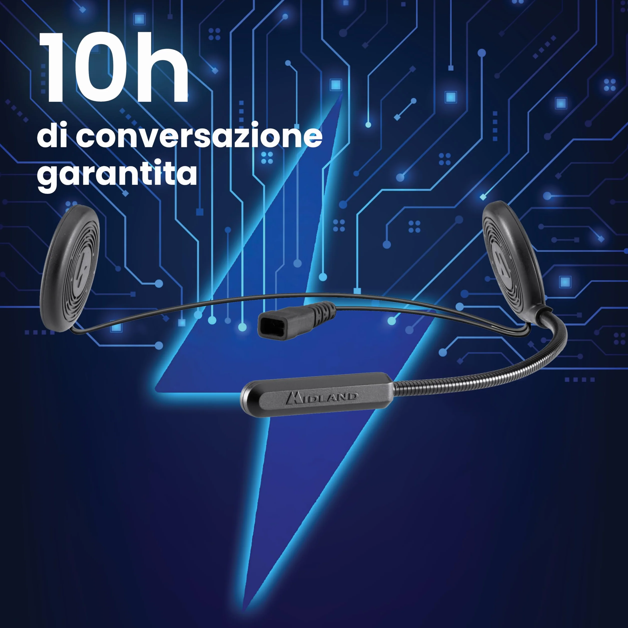 Midland Auricolare Bluetooth 5.2 Singolo Lokui K10 per Motociclisti Urbani con Filtro Anti-Rumore, Ricarica Rapida