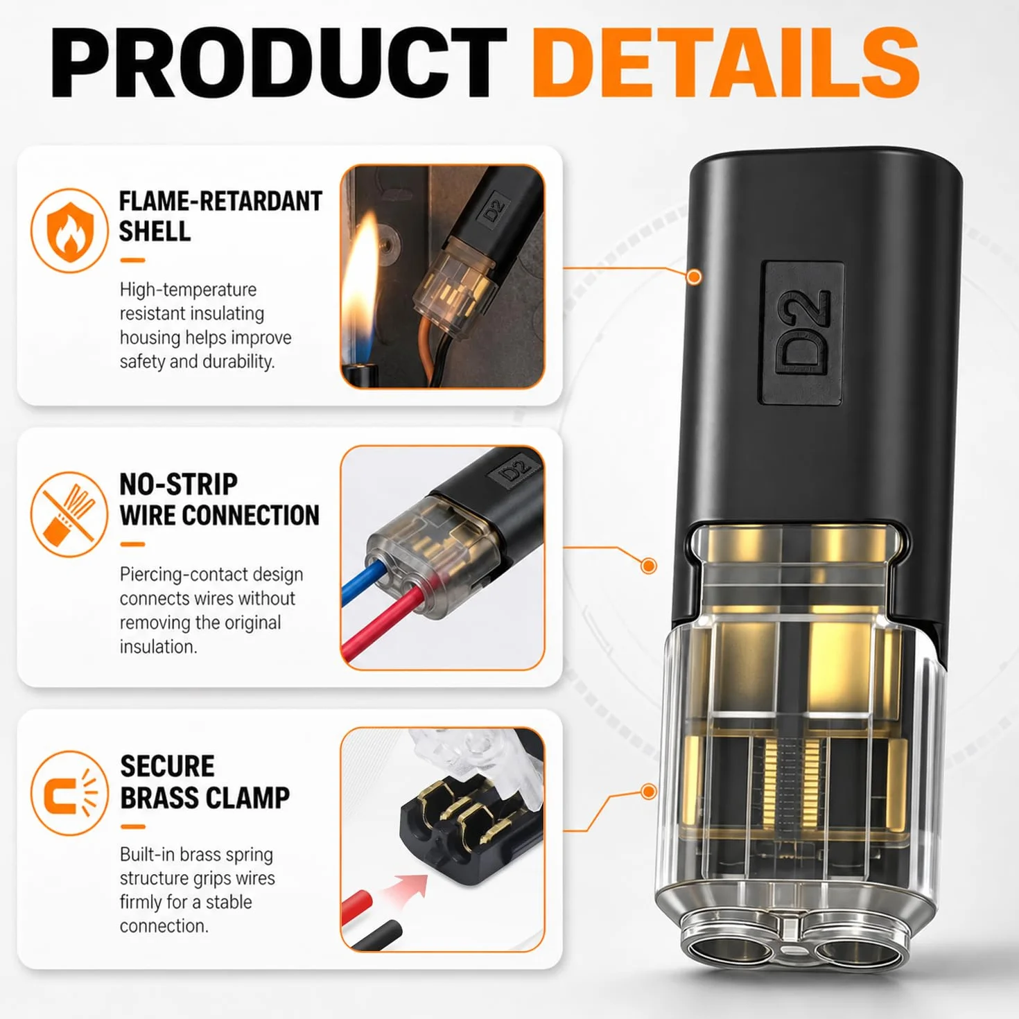 Connettori Rapidi Elettrici 60 Pezzi 18-22 AWG per Cavi Auto LED