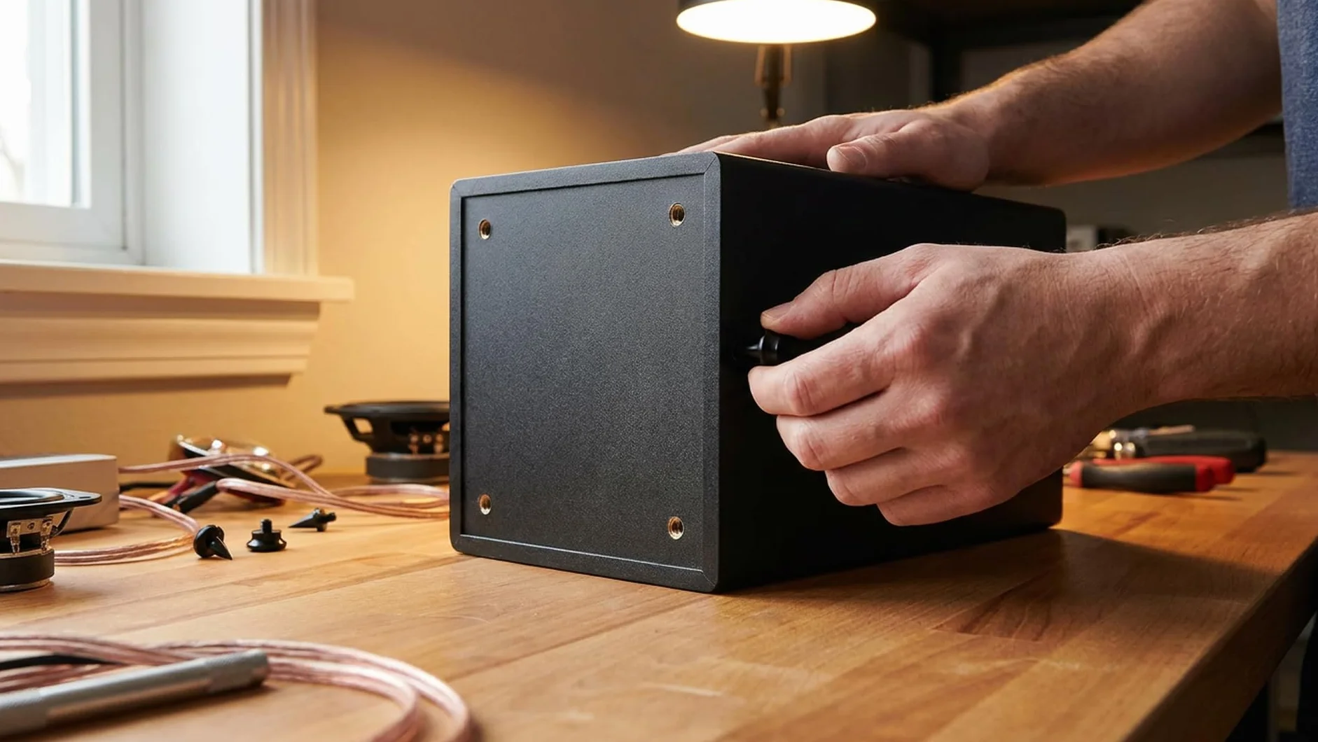 Set di punte e cuscinetti per altoparlanti M6, alluminio nero, Ø10 mm cono con radius pad Ø20 mm, ammortizzatori vibrazioni HiFi