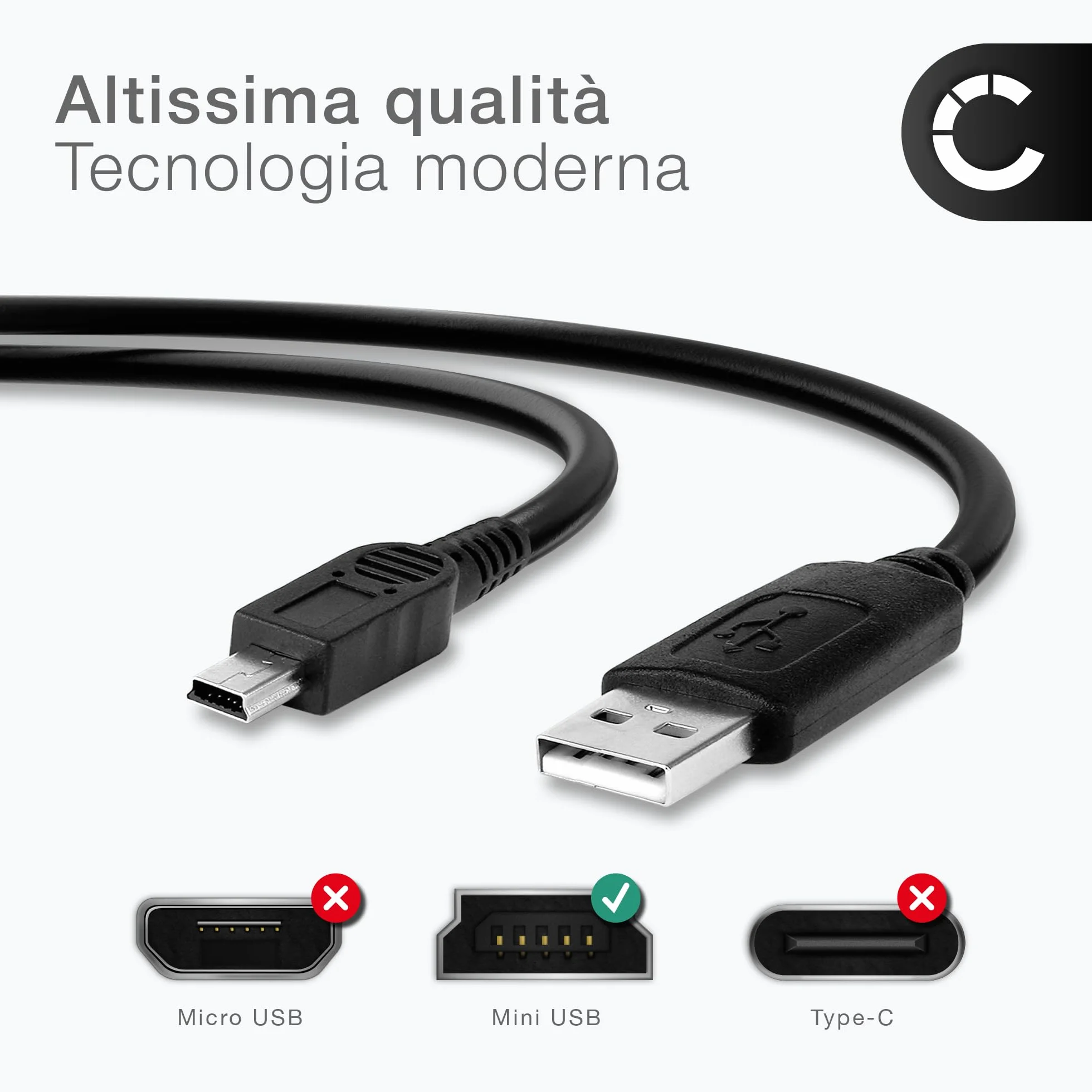 CELLONIC Cavo USB 2.0 compatibile con Garmin Edge, Drive, Nüvi, eTrex, GPSMAP ricarica 1A 1m nero