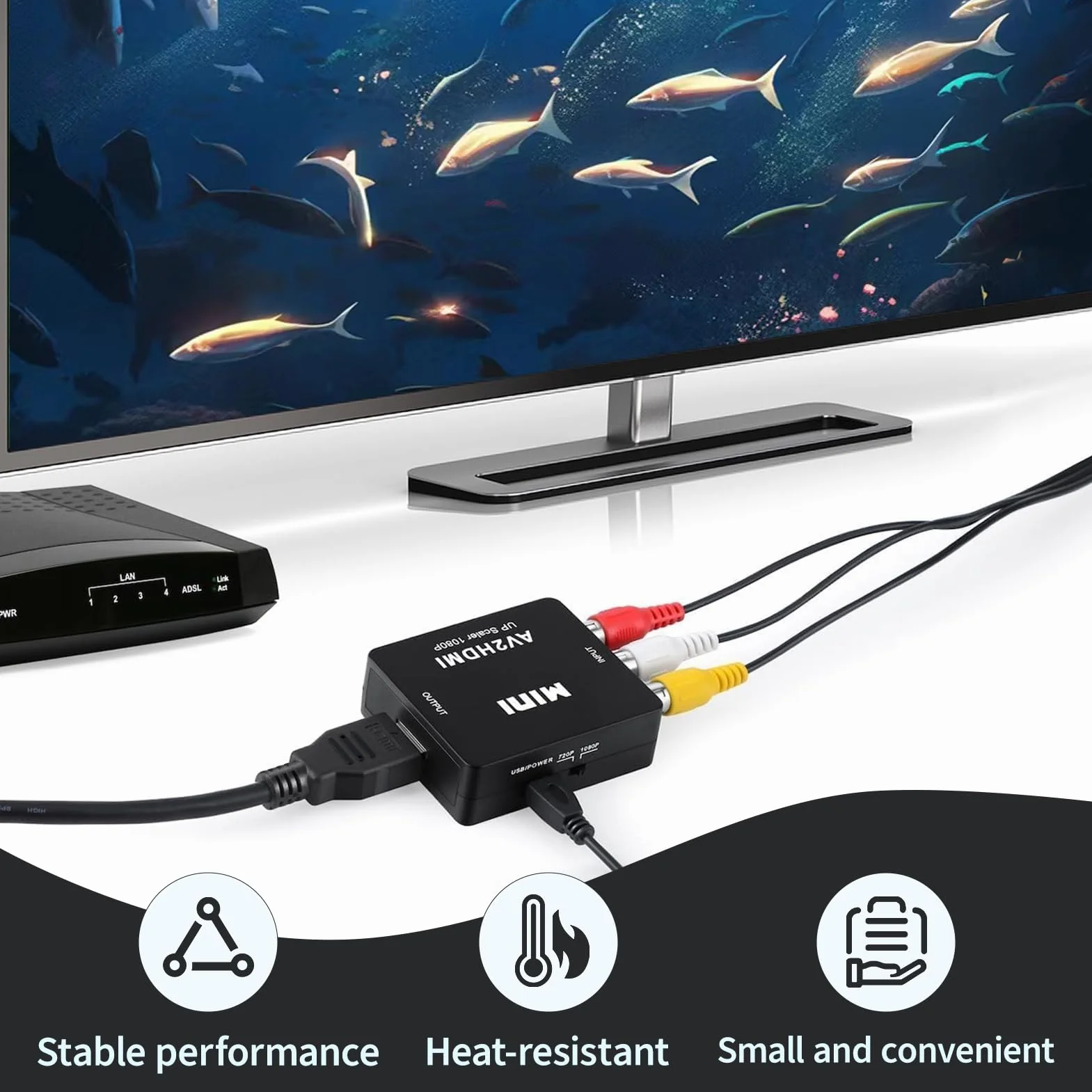 Convertitore RCA a HDMI 1080P Adattatore AV Audio Video Composito per TV Monitor PS3 PS4 Xbox