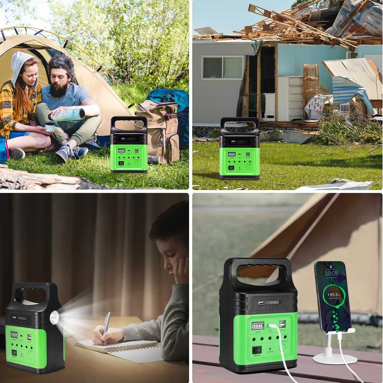 Upgrade-Vclpower Stazione di Alimentazione Power Bank DC 20000mAh con Pannelli Solari, Uscita 12V/9V Ricarica Rapida Stazione di Alimentazione Portatile per Casa Emergenza Campeggio All'aperto