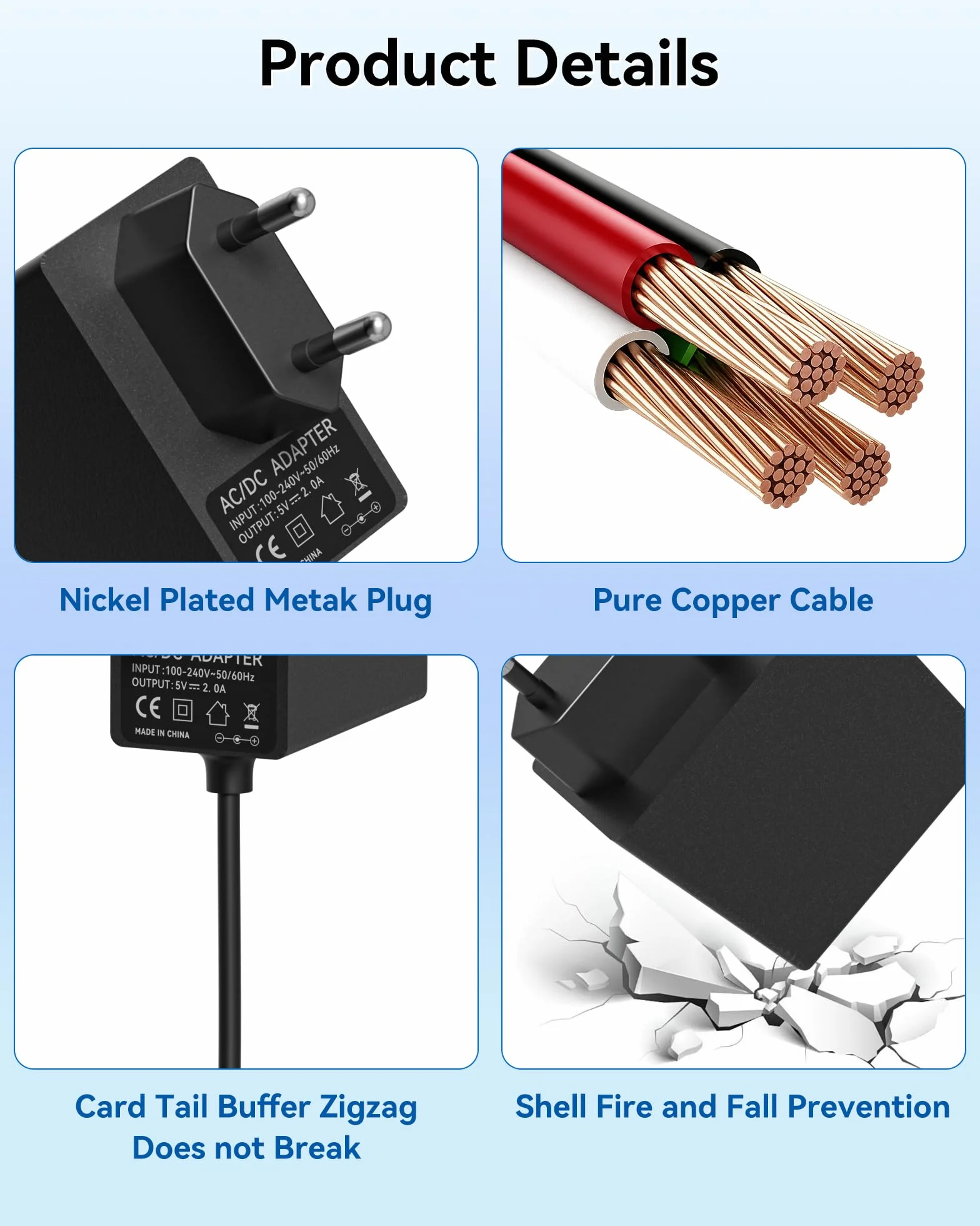 Alimentatore 5V 2A compatibile con T85W T87W T73U T73W T74U T77U T74W T54W per telefono IP serie T