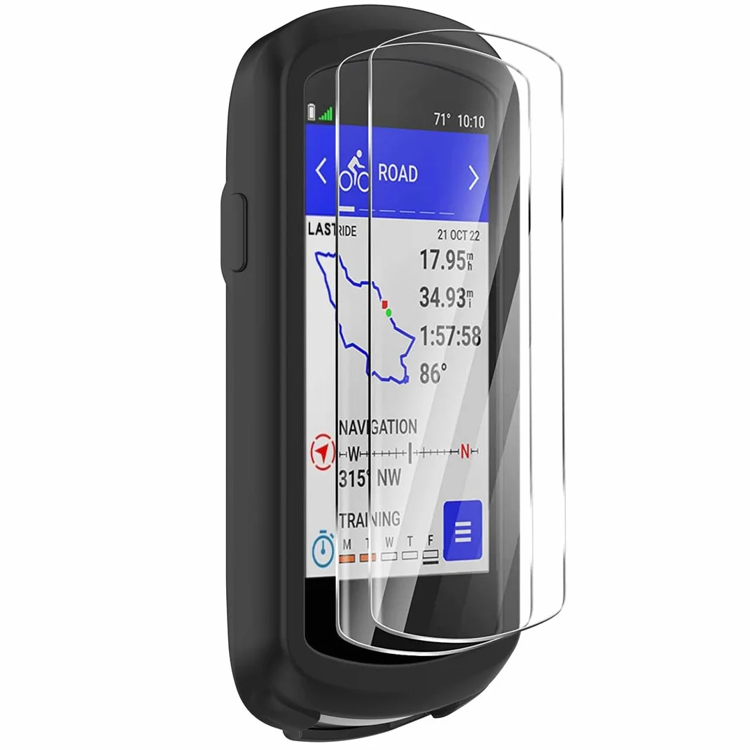 Custodia Garmin Edge 1040 Pellicola Vetro Temperato Proteggi Schermo Accessorio Bici GPS (Black)