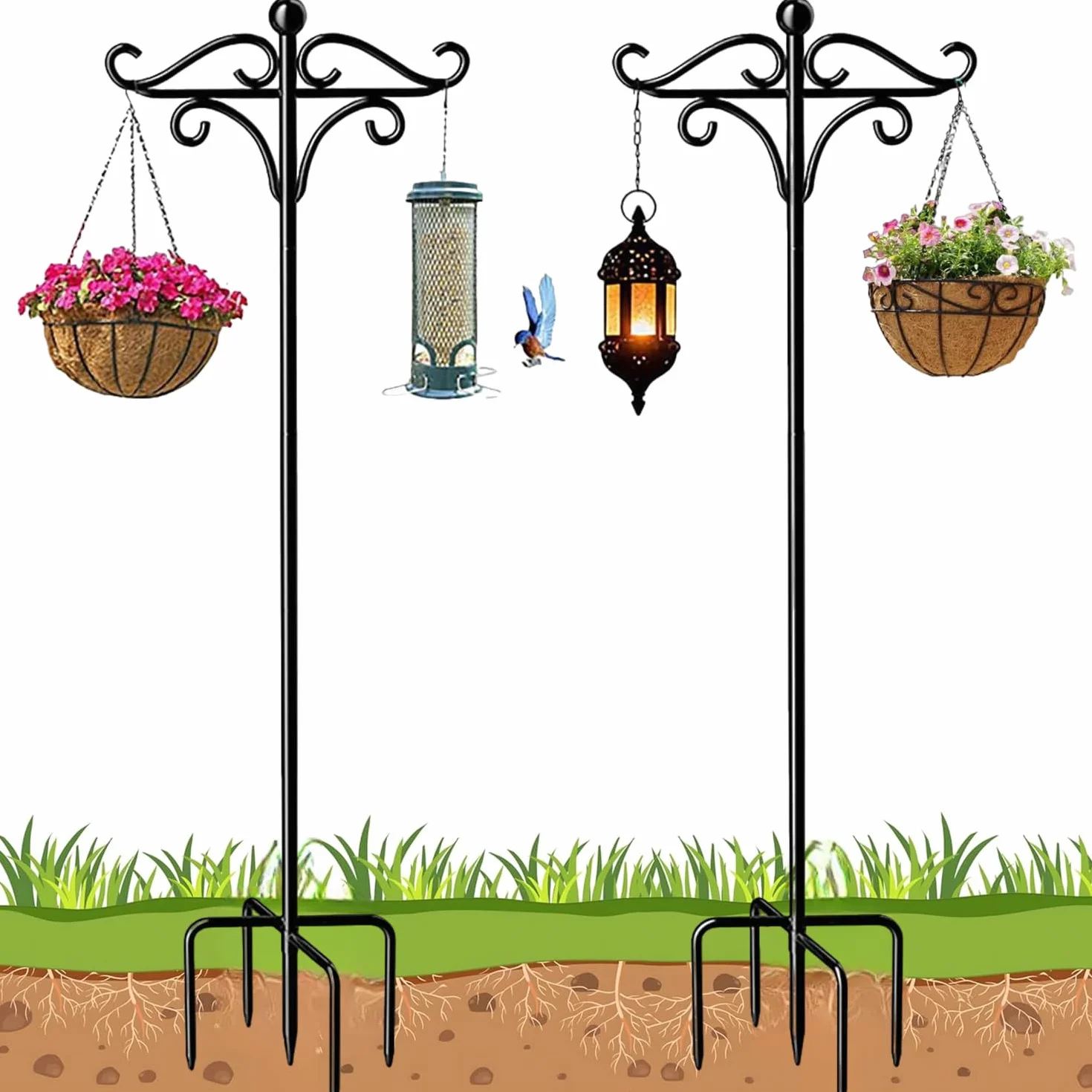 Ganci da pastore per giardino 2 pezzi 233 cm