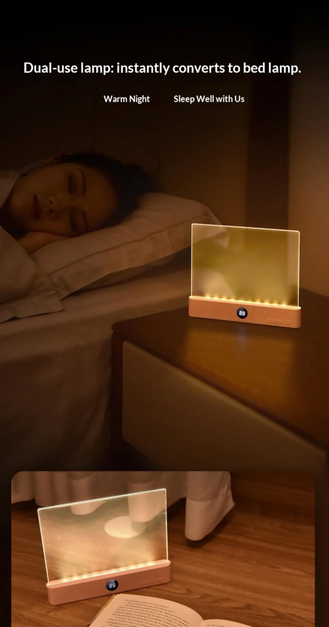 Lampada Da Lettura LED con 3 Colori, Timer, Luce Regolabile e Ricaricabile