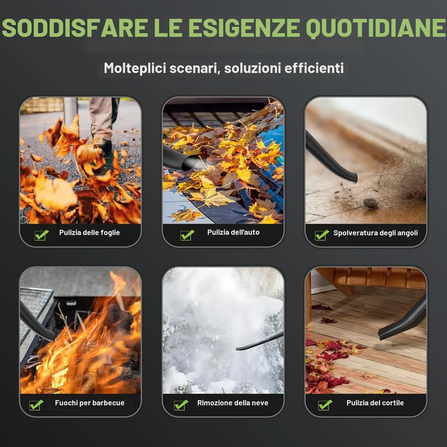 Soffiatore a Batteria 21V, Soffiatore Foglie con Batteria 3,0 Ah, 120CFM/100MPH, 5 Velocità, Soffiatore a Foglie Senza Fili per la Manutenzione del Prato, Rimozione della Neve e Pulizia (2 Batterie)