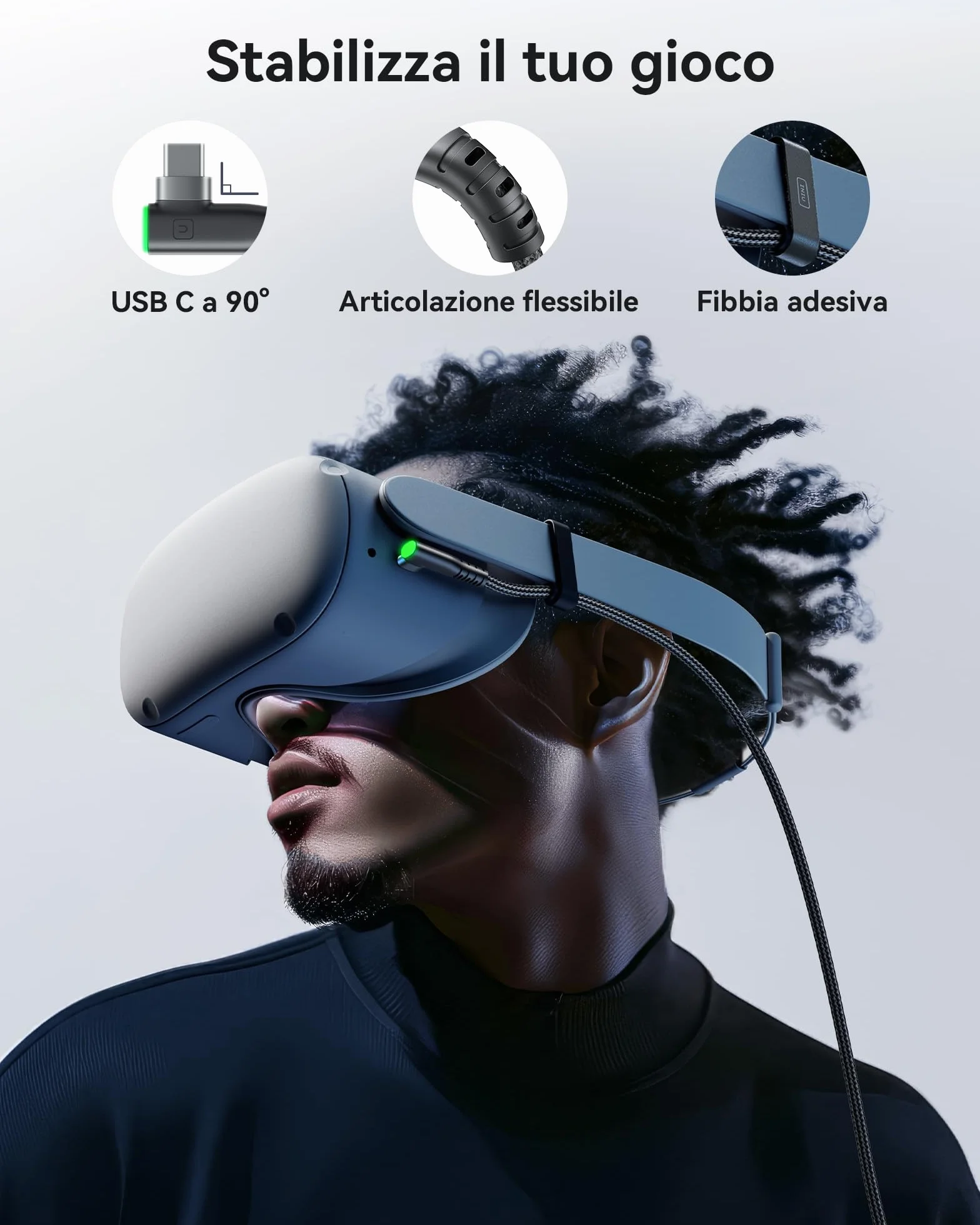 INIU Cavo USB A 3.0 a USB C 5m per Meta Oculus Quest 3 2 1 Pro Pico 4 VR