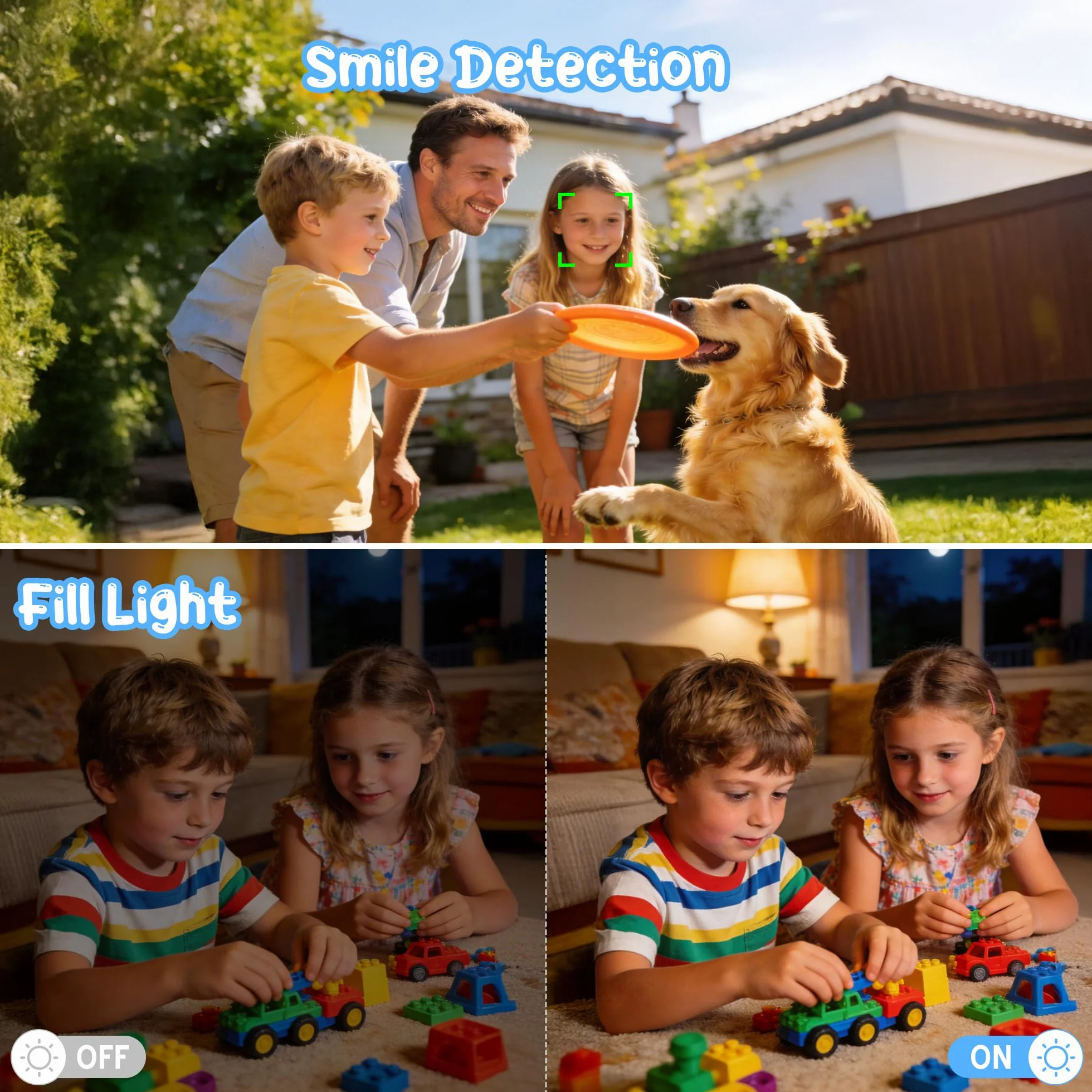Fotocamera Digitale 1080P 44MP Vlogging Bambini FHD Compatta Portatile Schermo 2,4" Zoom 16X Anti-Shake Nero