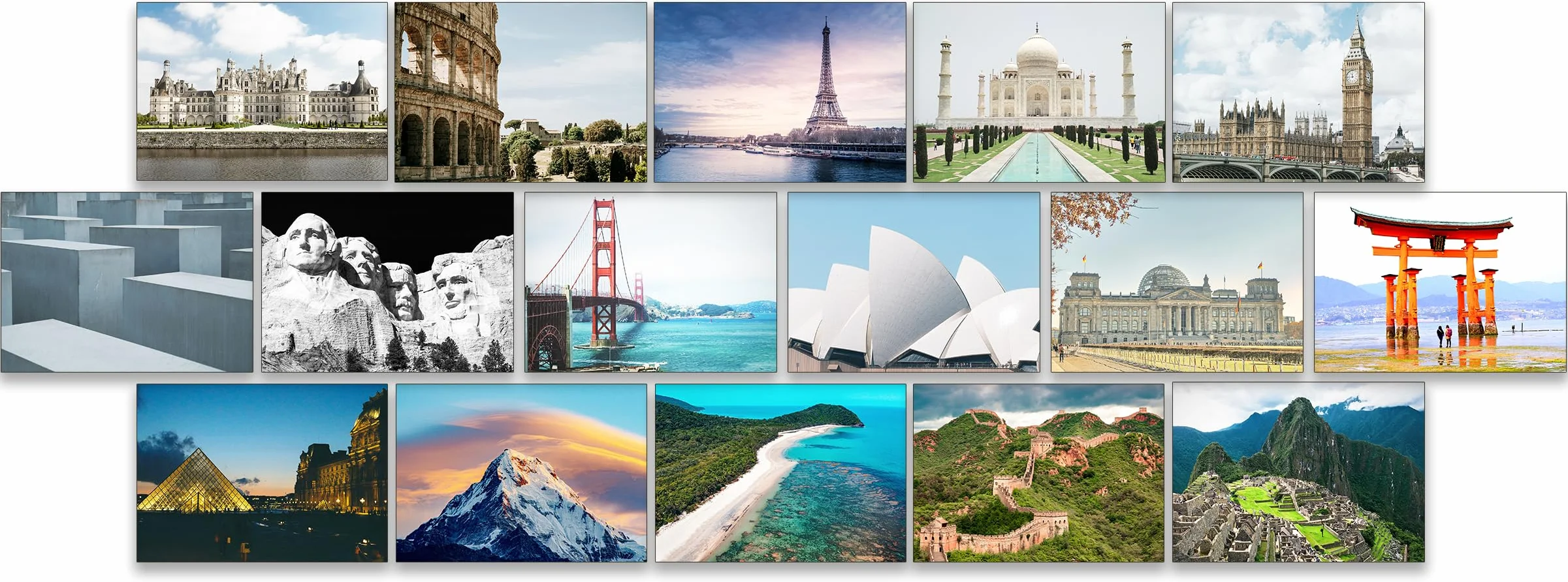 Cartoline Postcrossing – Luoghi Famosi & Punto di Riferimento Iconico (64 Pezzi)
