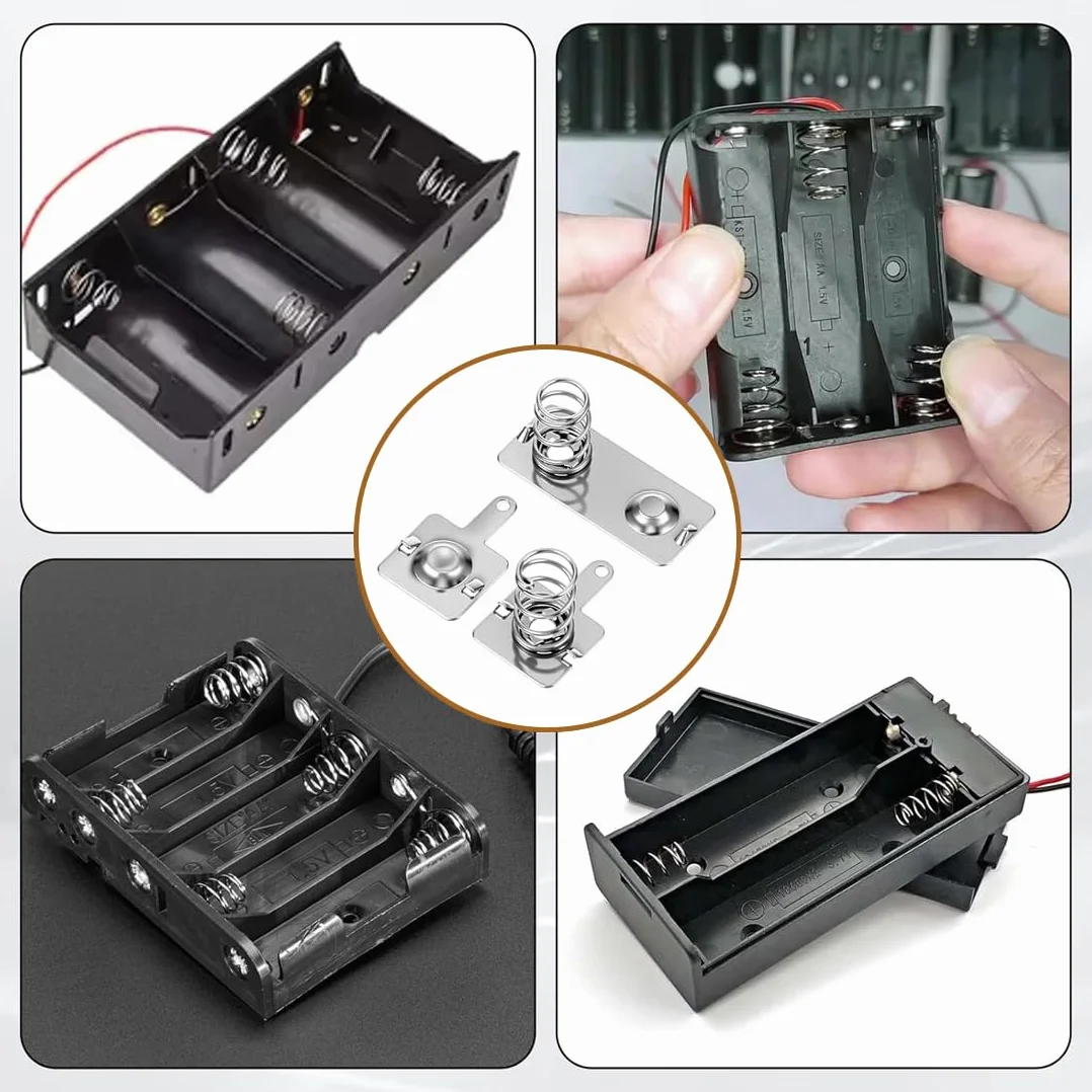 HAGNA 24 Set Positivo A Negativo Molla Contatto Piastra, 24 Pezzi Aa Batteria Piastra 28Mmx11Mm E 24 Coppie Aa Batteria Piastra 13Mmx11Mm