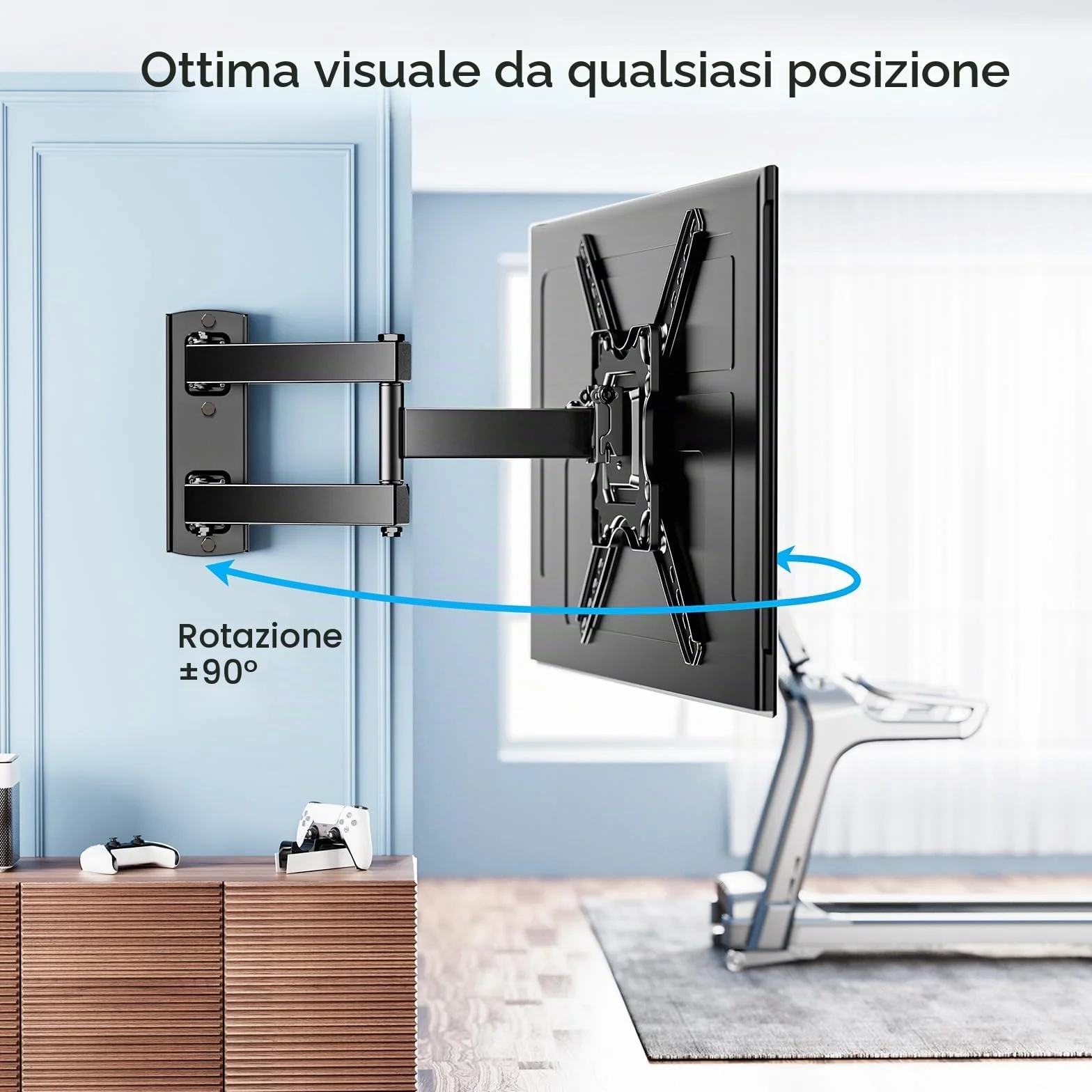PERLESMITH Supporto TV Parete Inclinabile Orientabile per Schermi 26-60 Pollici LED LCD Curvo 35 kg VESA 400x400 mm