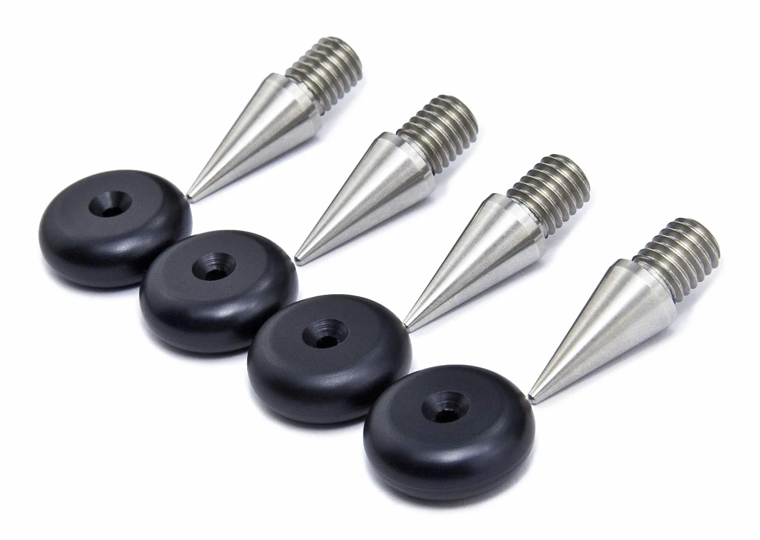 Precisiongeek M8 INOX Spike/Cono absorber per altoparlanti vite + alluminio anodizzato nero piedino - 4 pz