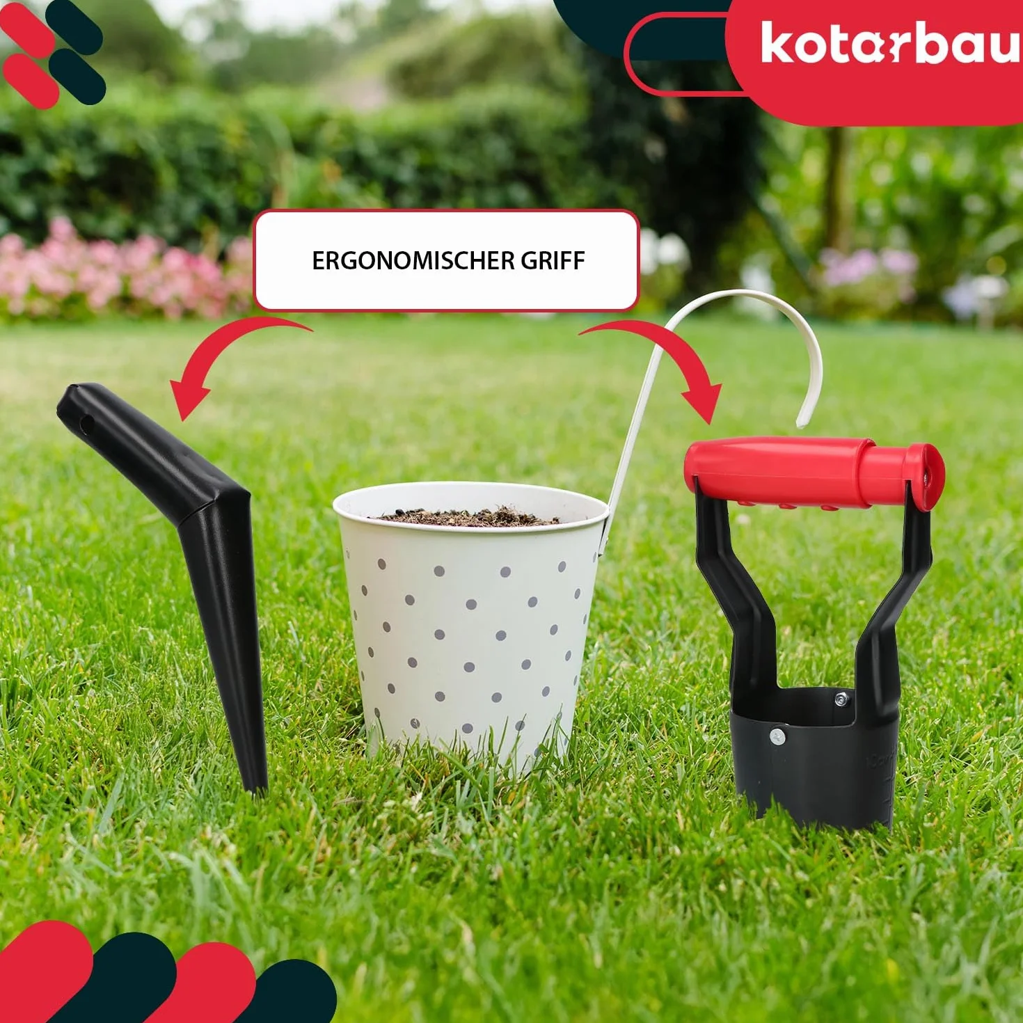 KOTARBAU® Piantabulbi - 23 cm - Piantabulbi - Puntale - Acciaio verniciato a polvere - Ausilio per la piantagione - Per piantare bulbi - Nero - Accessori da giardino - Trapano per buche