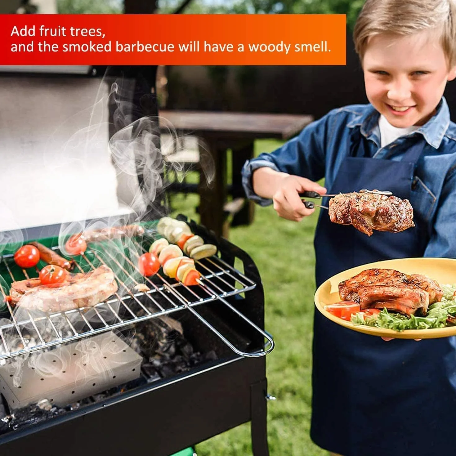 Scatola affumicatrice, scatola affumicatrice per barbecue in acciaio inossidabile per affumicatori, scatola affumicatrice per griglie a gas, griglie a carbone e gas