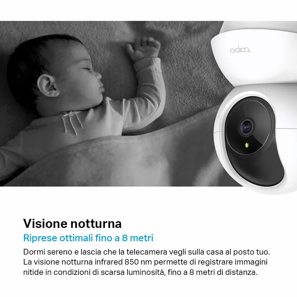 Tapo C200P2 Telecamera Wi-Fi Interno 1080P Sorveglianza Visione Notturna Audio Bidirezionale 2 Confezione