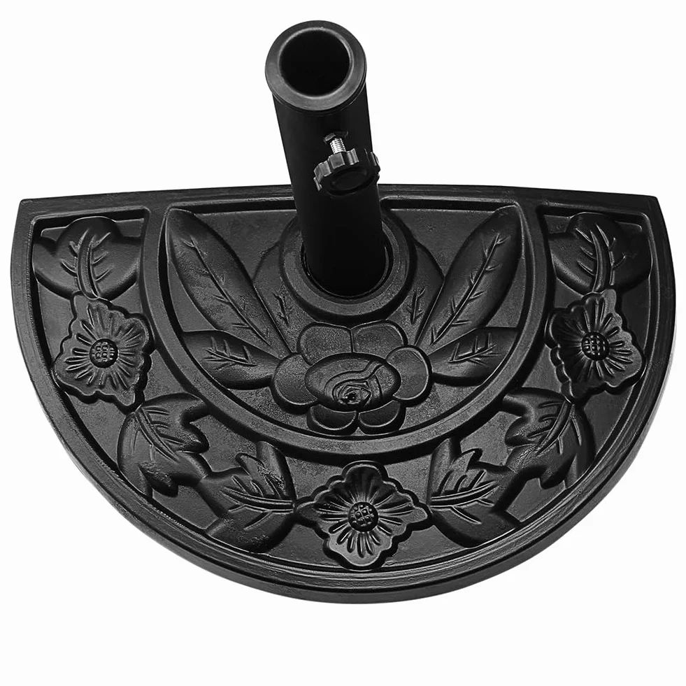 BAKAJI Base per Ombrellone da Giardino Forma Mezza Luna, Supporto per Palo Ombrelloni 38/48mm, Sistema Stabile Anti Capovolgimento, Ideale per Patio, Balcone, Esterno, Ø 50 x 32 x 32 cm