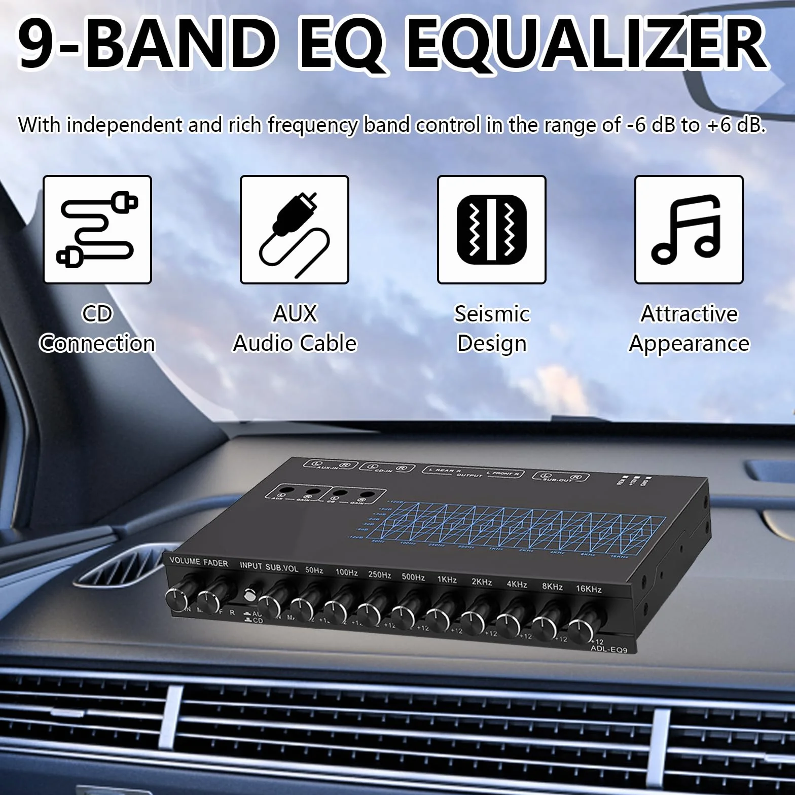 Aisny ADL-EQ9 Equalizzatore Audio HiFi 9 Bande Preamplificatore Stereo Professionale