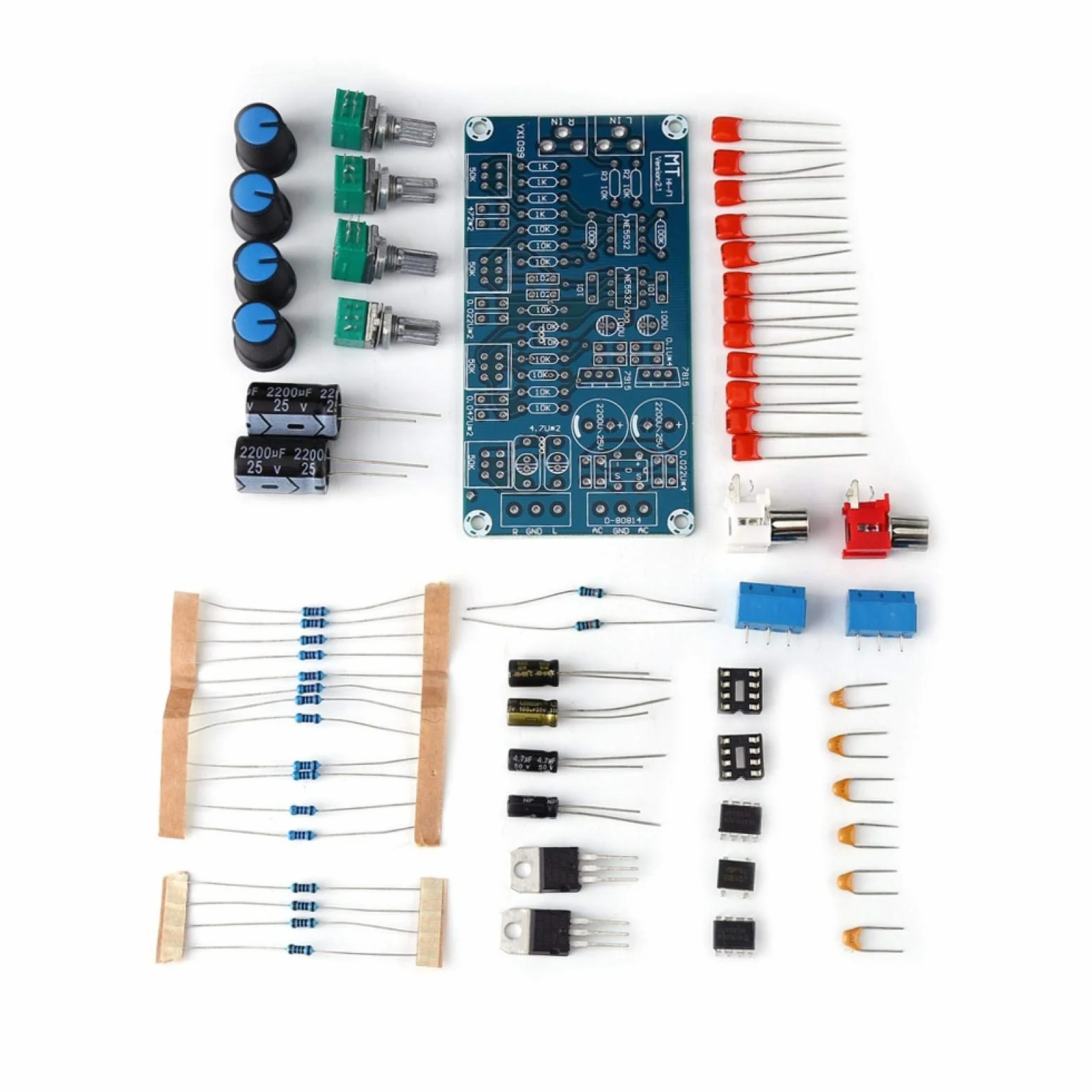 Preamplificatore Stereo Kit Fai-da-te Controllo Tono Volume Basso/Medio/Alto Piccolo Rumore