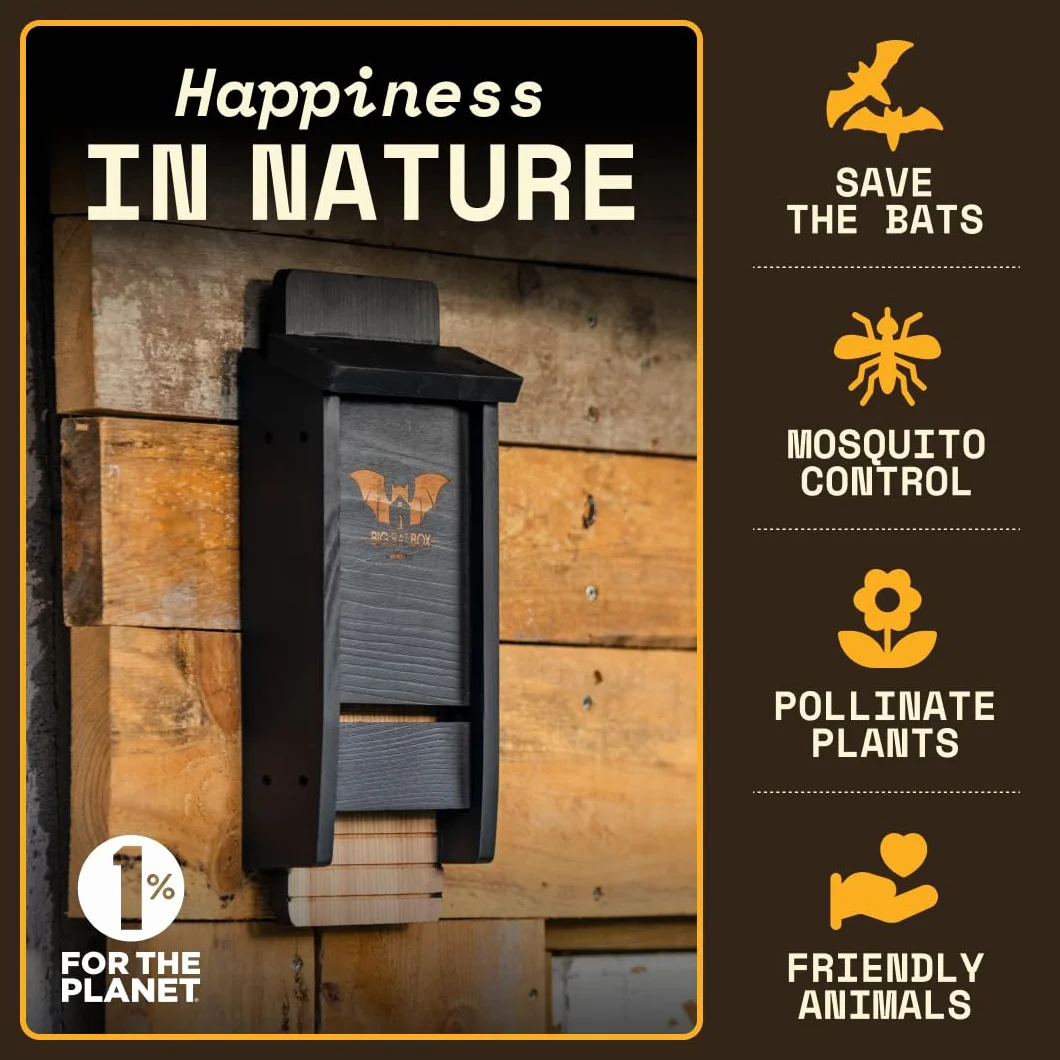 Wildyard Bat House For Outdoors - Casa Nera per Pipistrelli all'Aperto - Bat Box Senza Vernice all'Interno