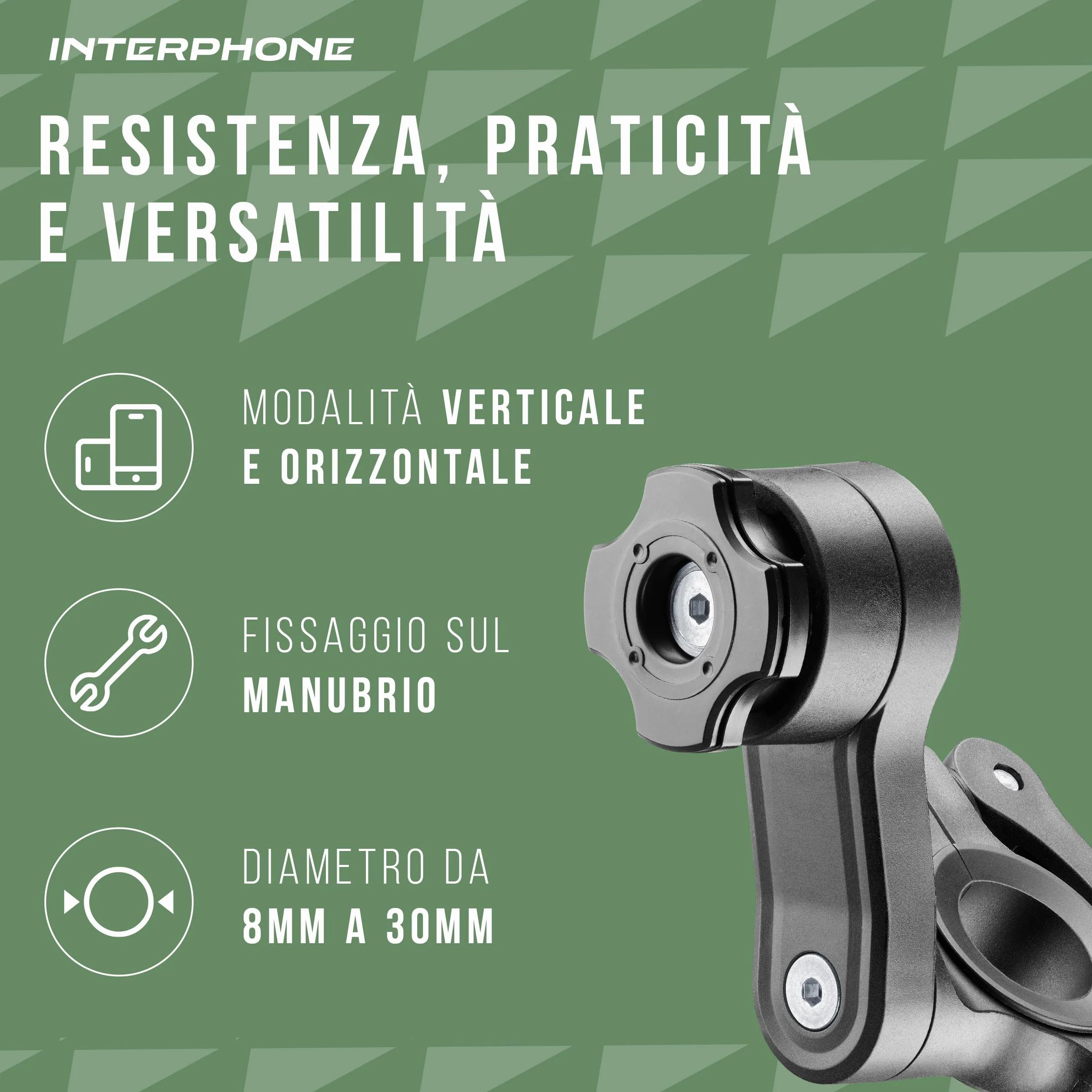 INTERPHONE QUIKLOX Supporto Telefono Moto da Manubrio Universale, Porta Smartphone Modulare con Aggancio Rapido