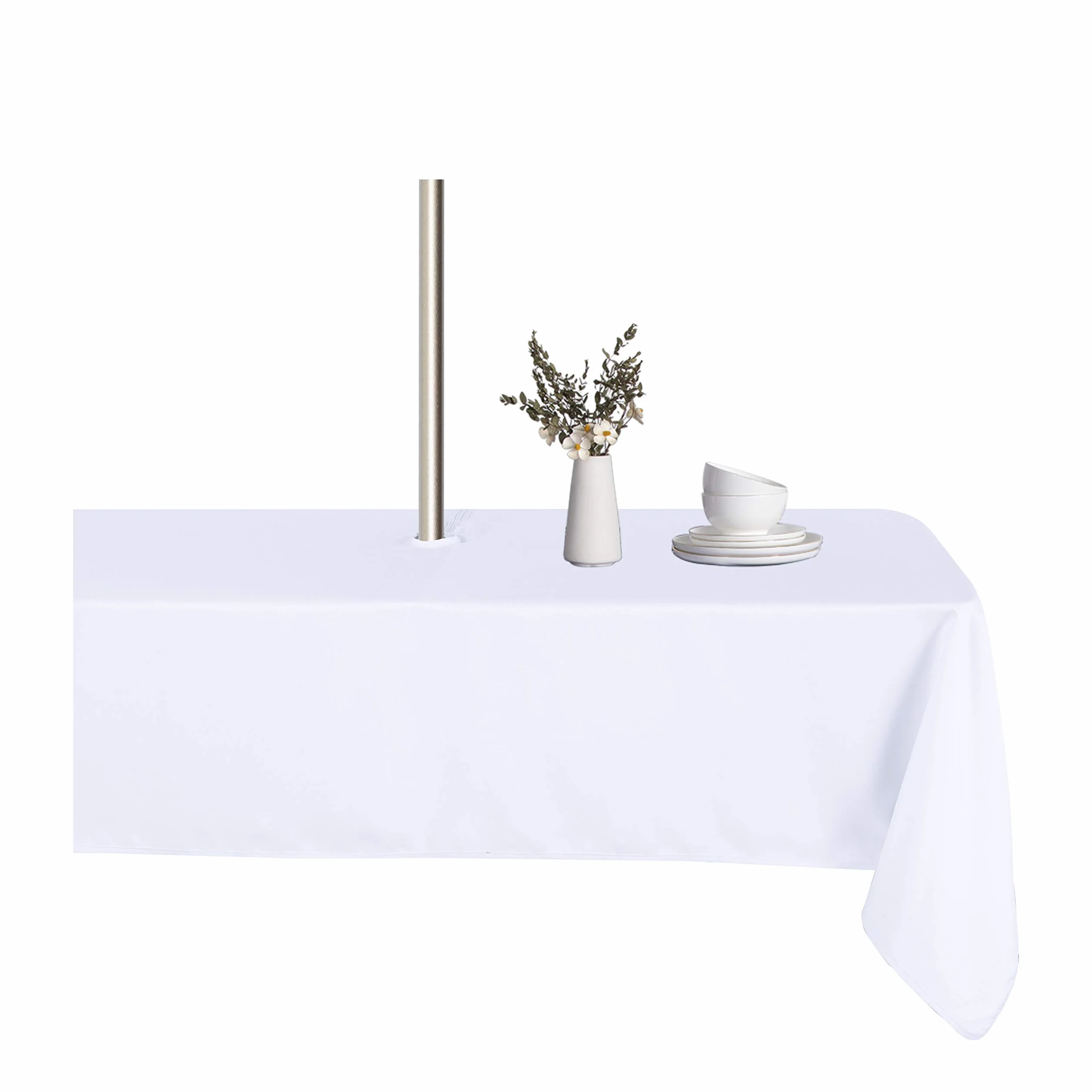 LUSHVIDA Tovaglia rettangolare impermeabile 152 x 305 cm con foro per ombrellone e cerniera