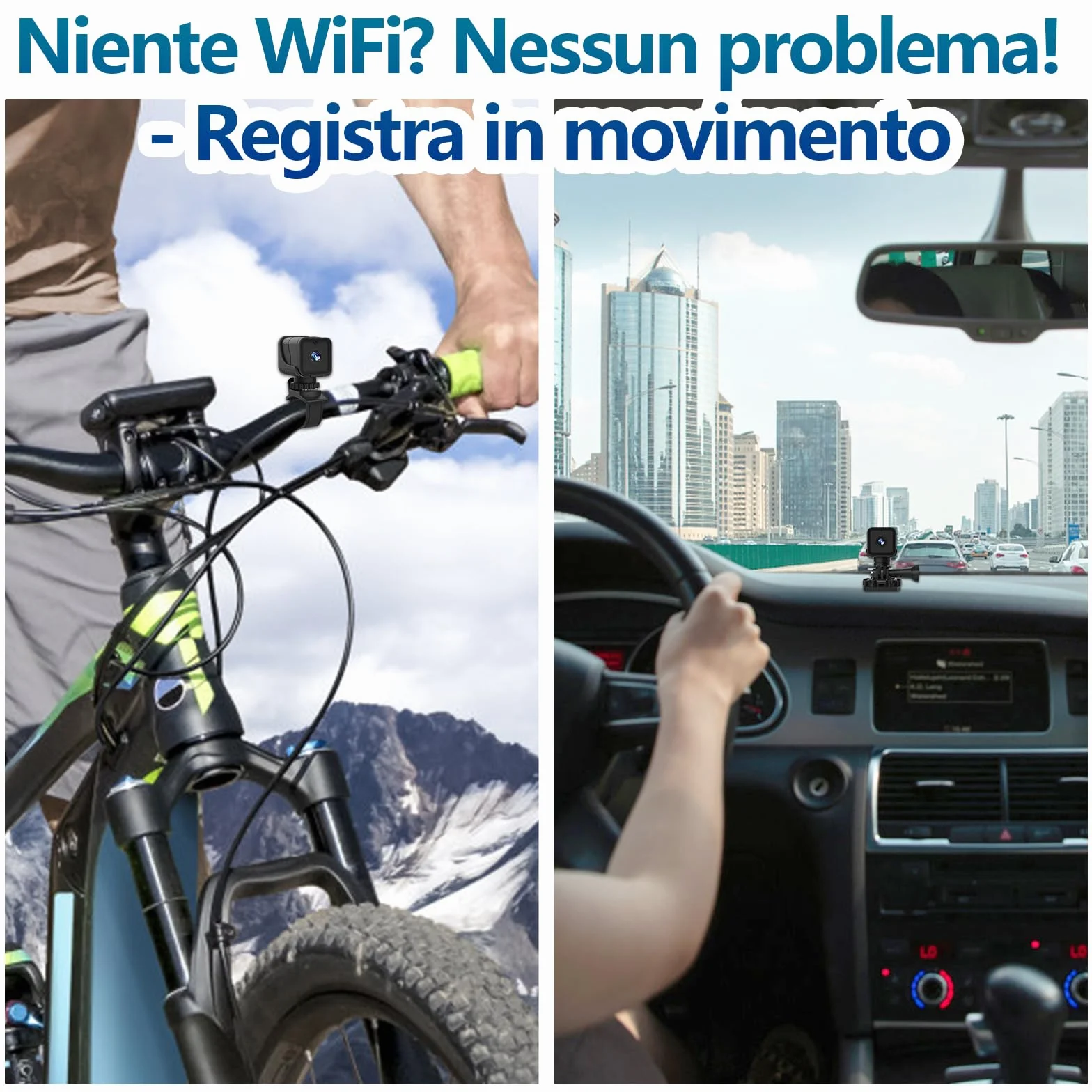 Action Cam WiFi 1080P HD Grandangolo 120° Telecamera Moto Impermeabile
