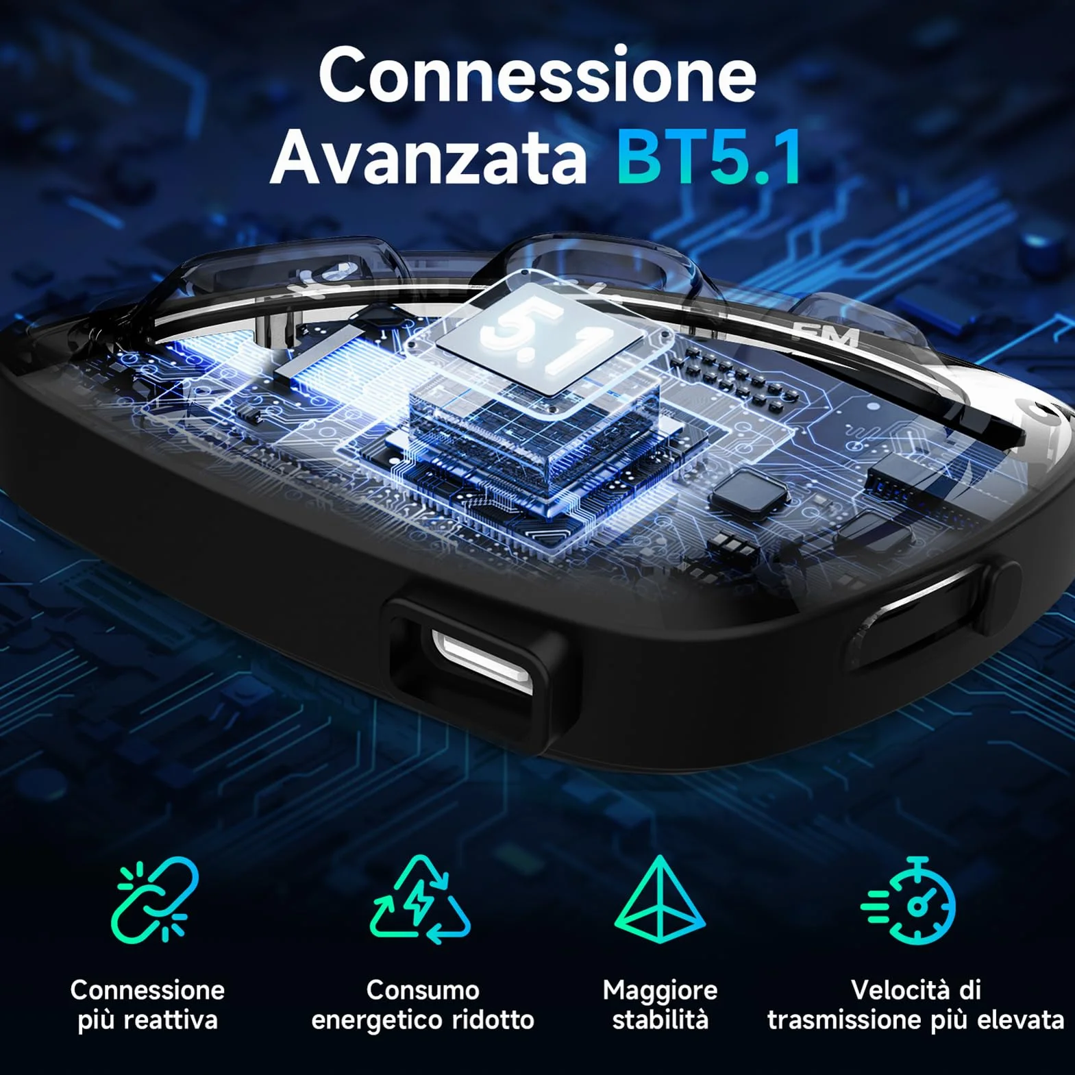Moman Auricolare Moto RS-S Cuffie Casco Stereo HI-FI Riduzione del Rumore Radio FM IPX6 Impermeabile