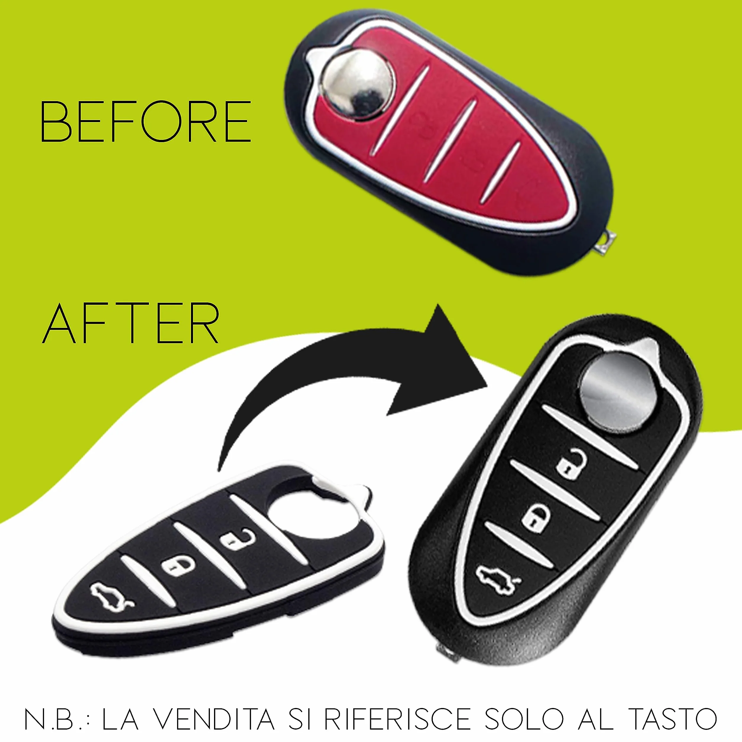 Alfa Romeo Mito Giulietta Brera 159 Silicone Key Case Replacement 3 Button Black White