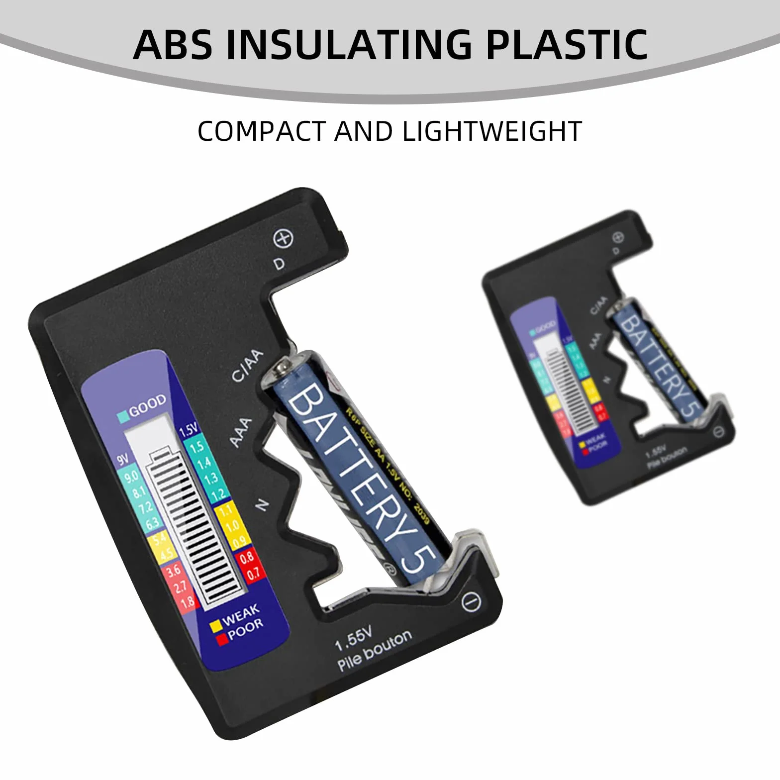 Tester della Batteria Universale con Display LCD Digitale per Batterie AA/AAA/C/D 1,5V-9V