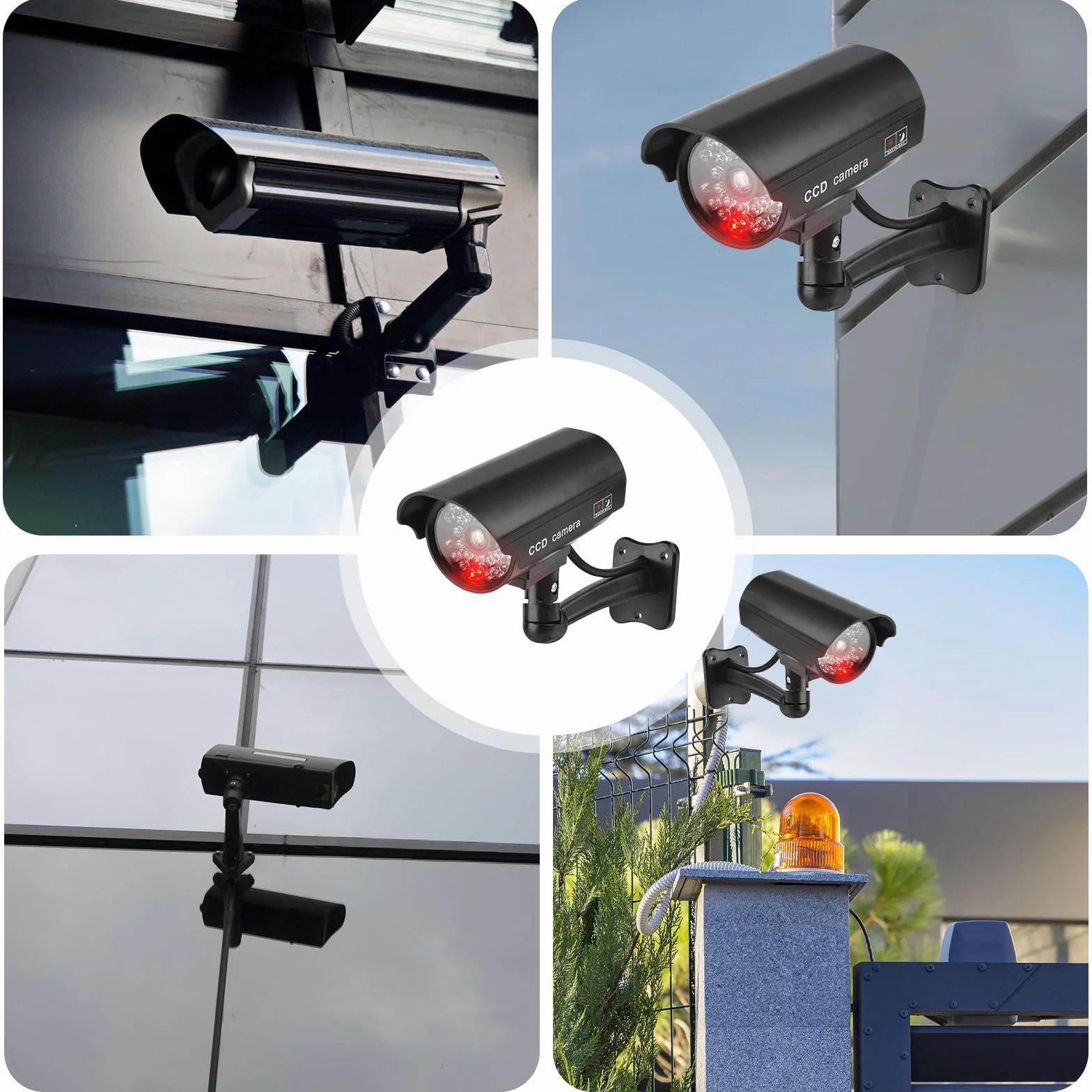 GAOUTO 4 Pezzi Telecamera Finta CCTV con LED Lampeggiante Esterna per Casa