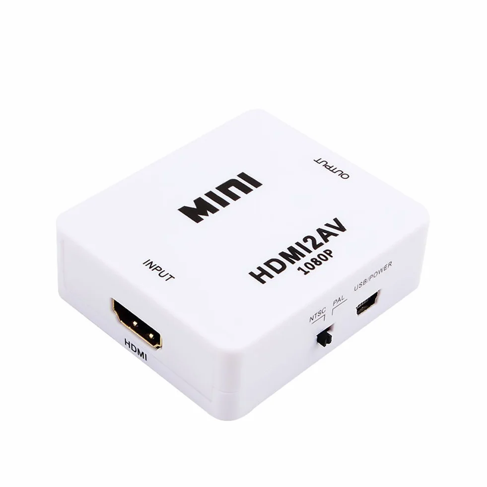 Mini HDMI2AV Video Converter HD 1080P HDMI A AV RCA CVBS per HDTV TV PC PS3