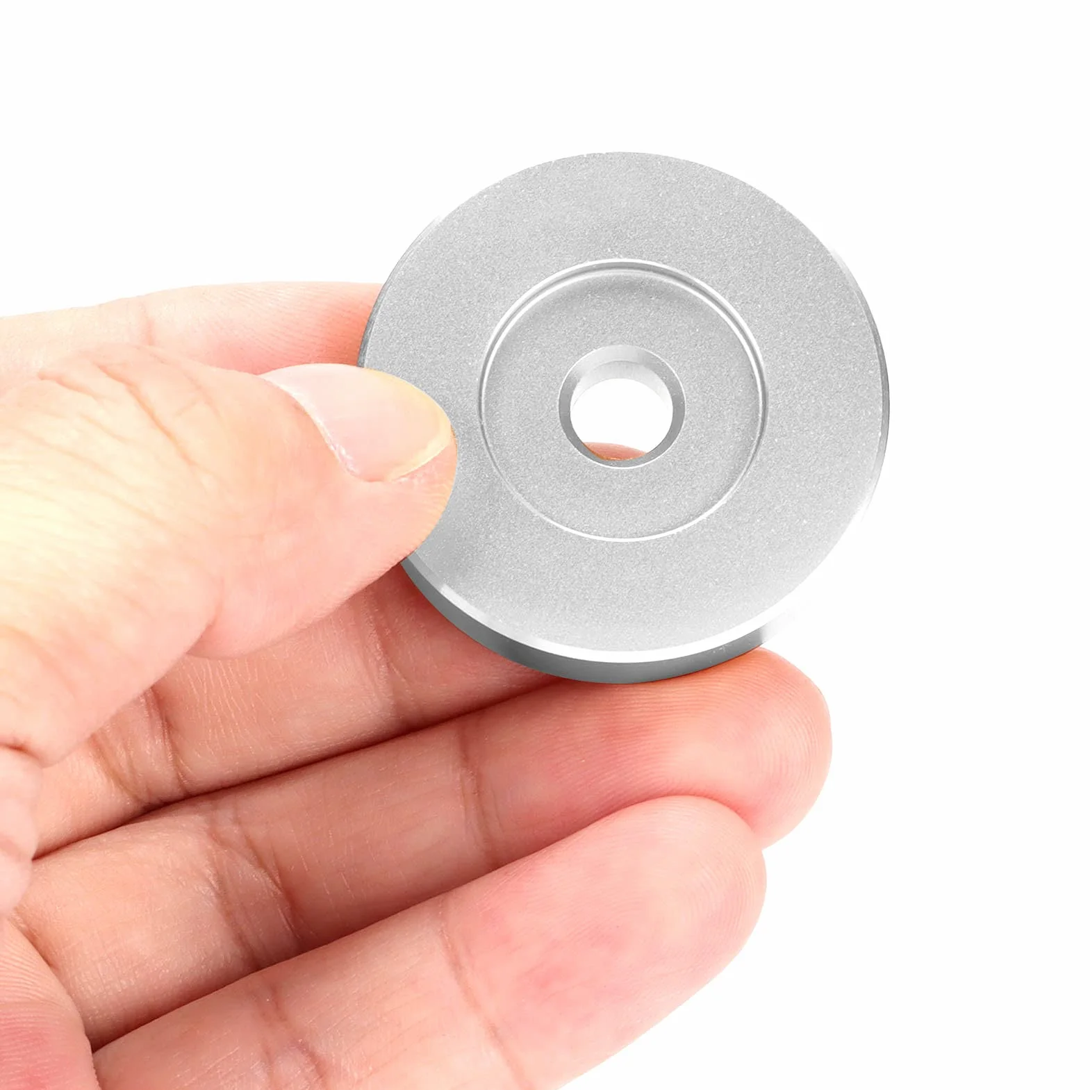 Adattatore per 45 Giri/min, Morsetto per Dischi con Foro Grande 38mm x 8mm Alluminio per Giradischi 7 Pollici (Silver)