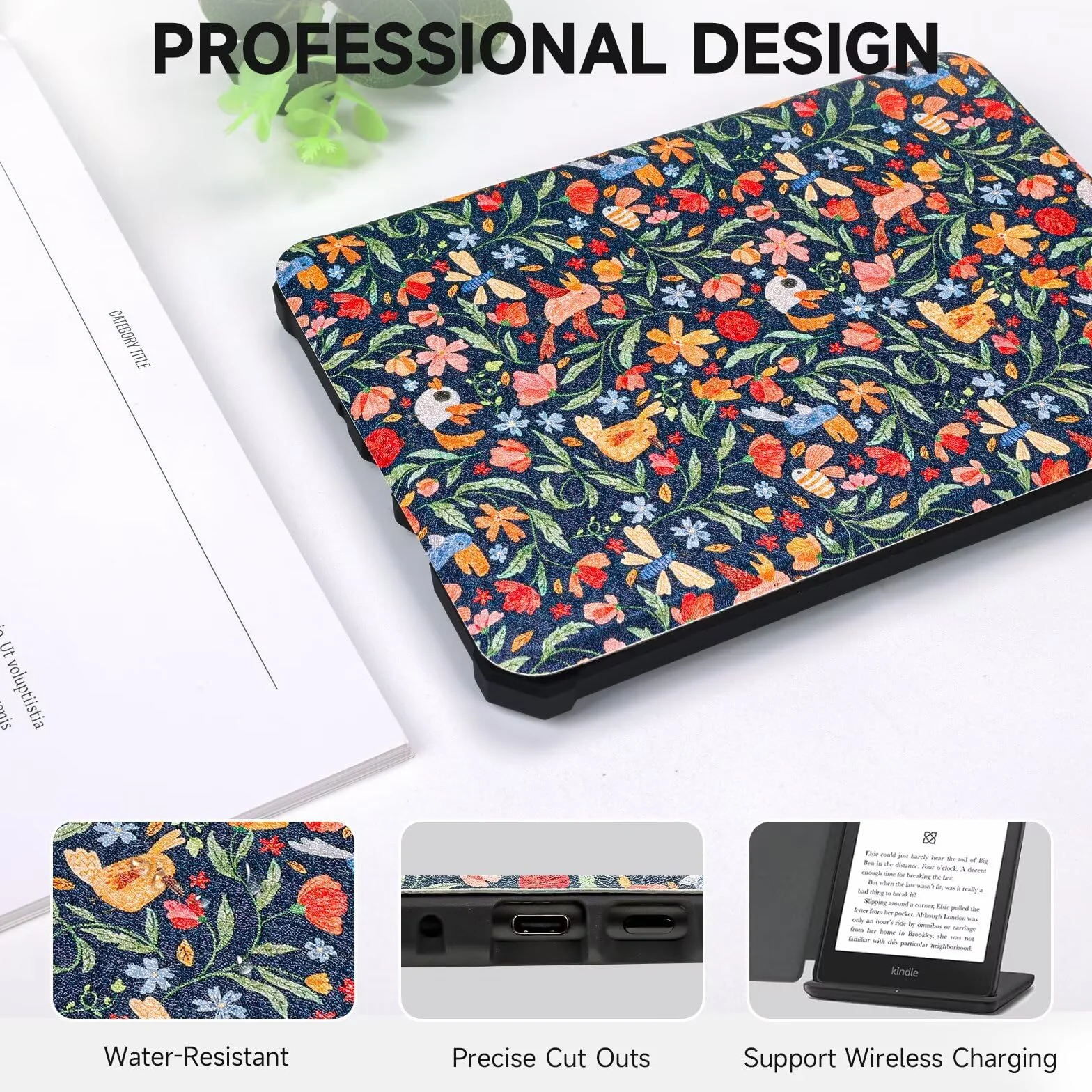 Fancity Custodia per Kindle Paperwhite 6" con Cinghia da Polso e Accensione/Spegnimento Automatico per 1/2/3 (2012-2016)