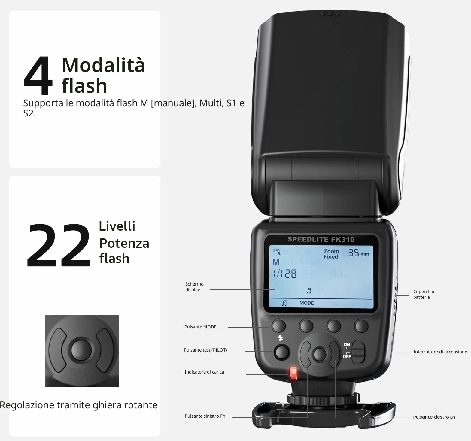 PHOTOOLEX LCD Flash Speedlite per Canon Nikon Sony Panasonic Olympus Fujifilm Pentax Sigma Minolta Leica SLR Digitale