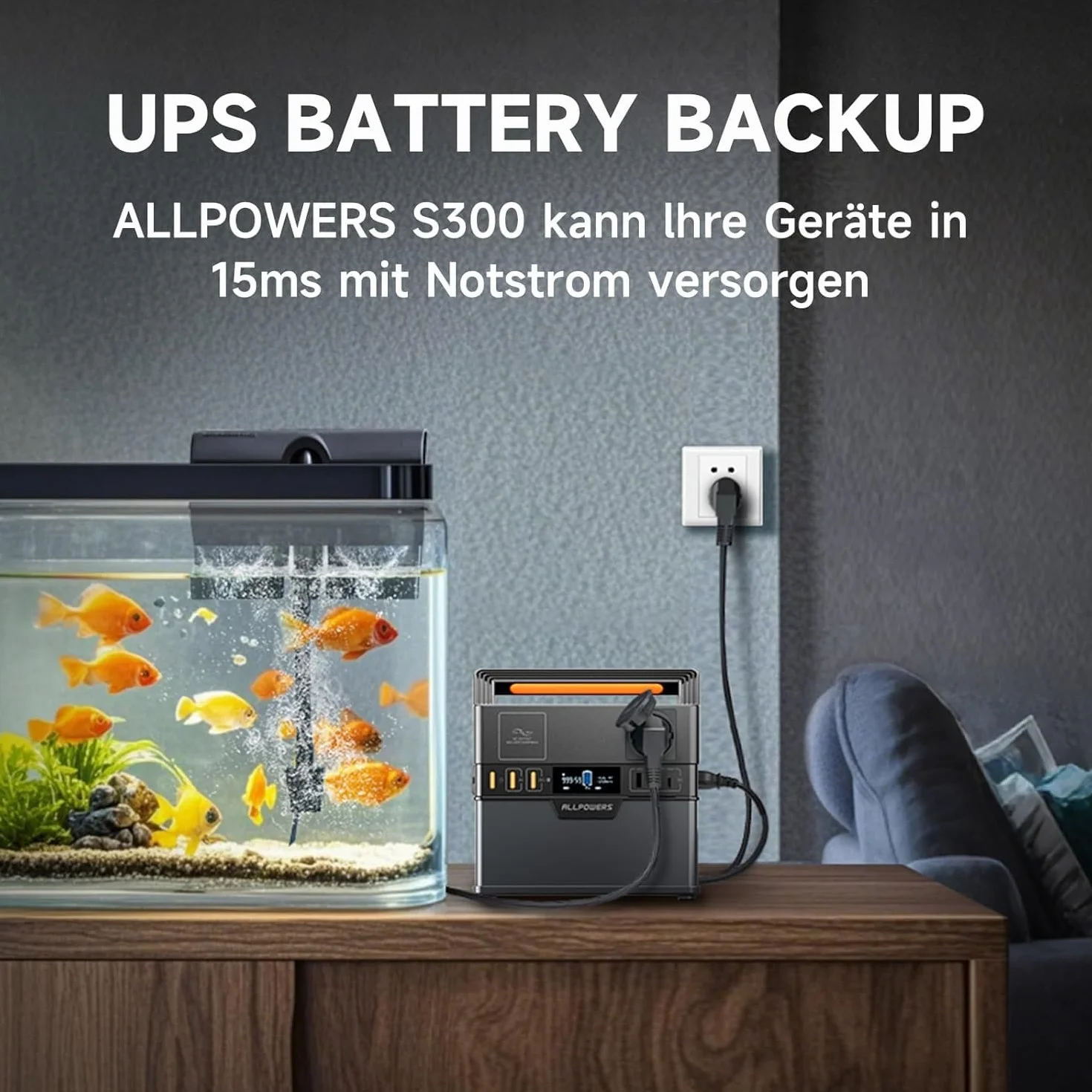 ALLPOWERS Centrale Elettrica Portatile 288Wh, S300Plus 300W(600W Picco) Generatore Solare, 230V/78000mAh, Ricarica da 0-80% in 40 Minuti, Power Station per Campeggio, Viaggi, Emergenze