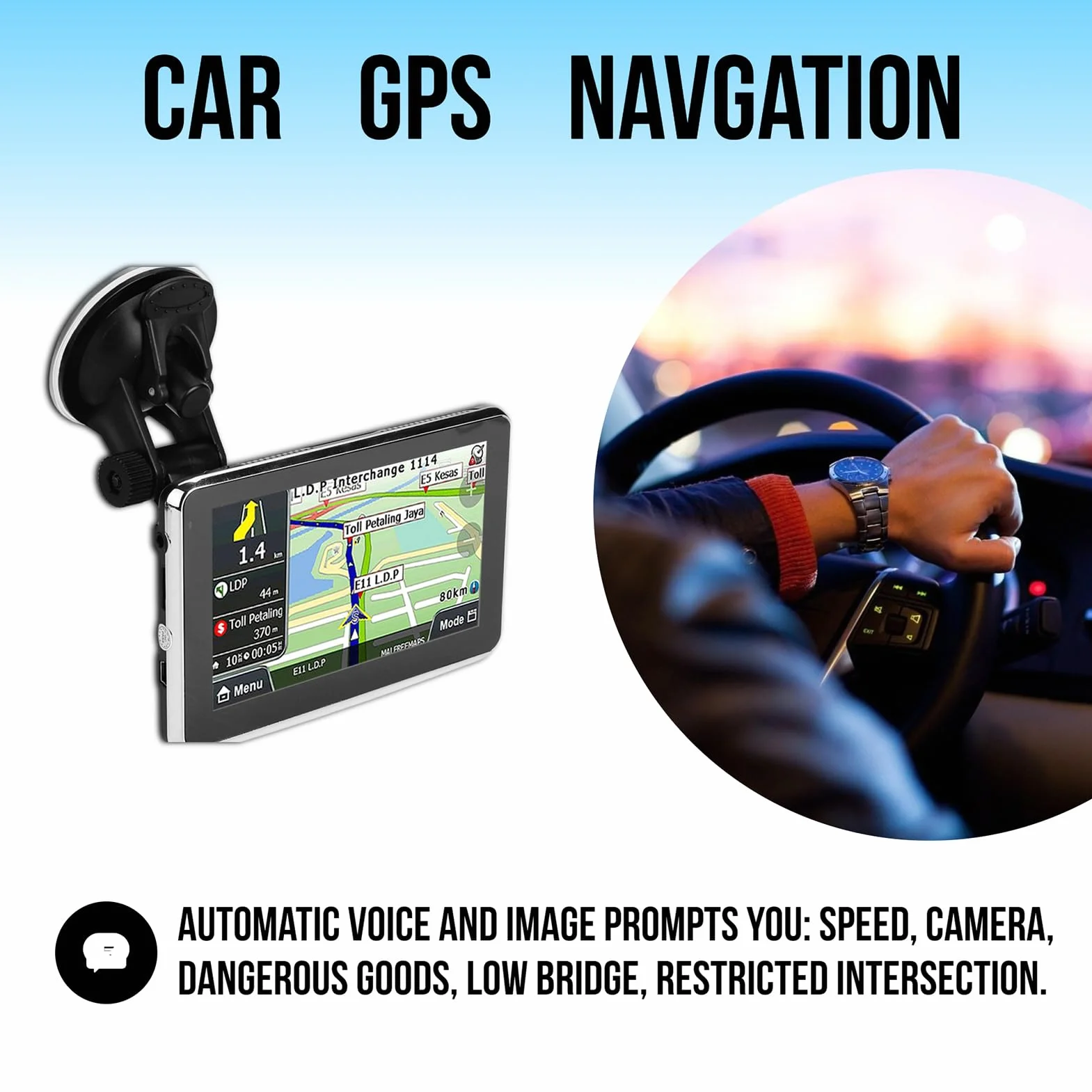 Navigatore GPS Touch Screen 5 Pollici Universale per Auto Camion