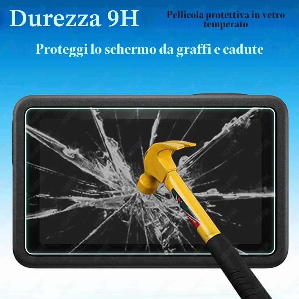 ULBTER Pellicola protettiva per DJI Osmo Action 5 Pro, vetro temperato 0,3 mm, durezza 9H, 2+6 pezzi