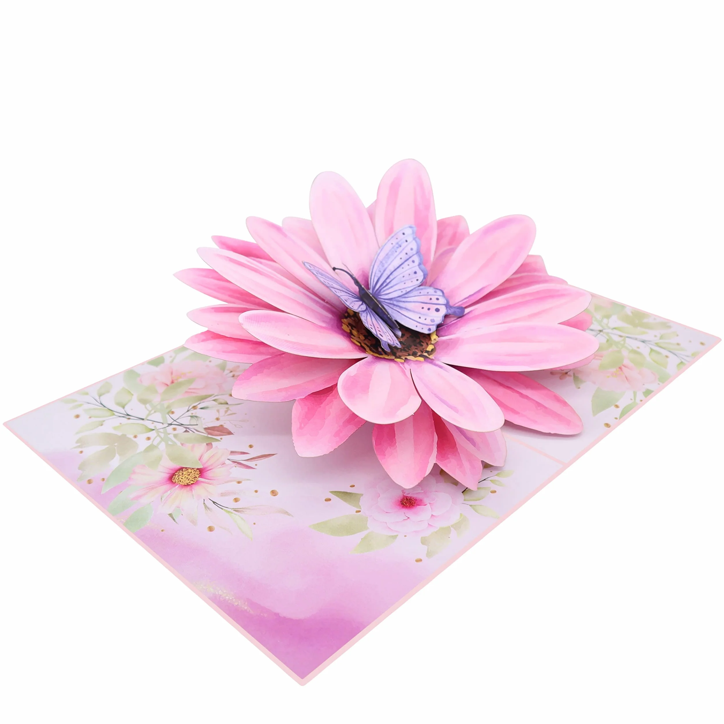 MOKIO Biglietto Fiore Pop-Up 3D con Farfalla – Biglietto Regalo Floreale con Busta
