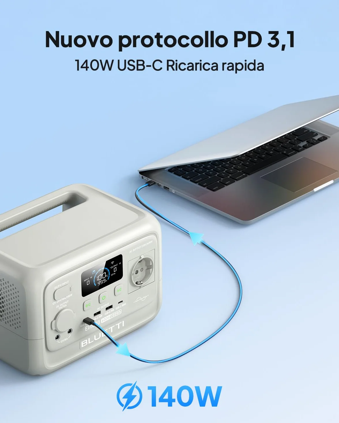 BLUETTI Elite 30 V2 Generatore Solare 288Wh, 600W (1500W Picco), Ricarica Rapida 70 min, LiFePO₄, per Campeggio e Emergenze(Grigio Sabbia Chiaro)
