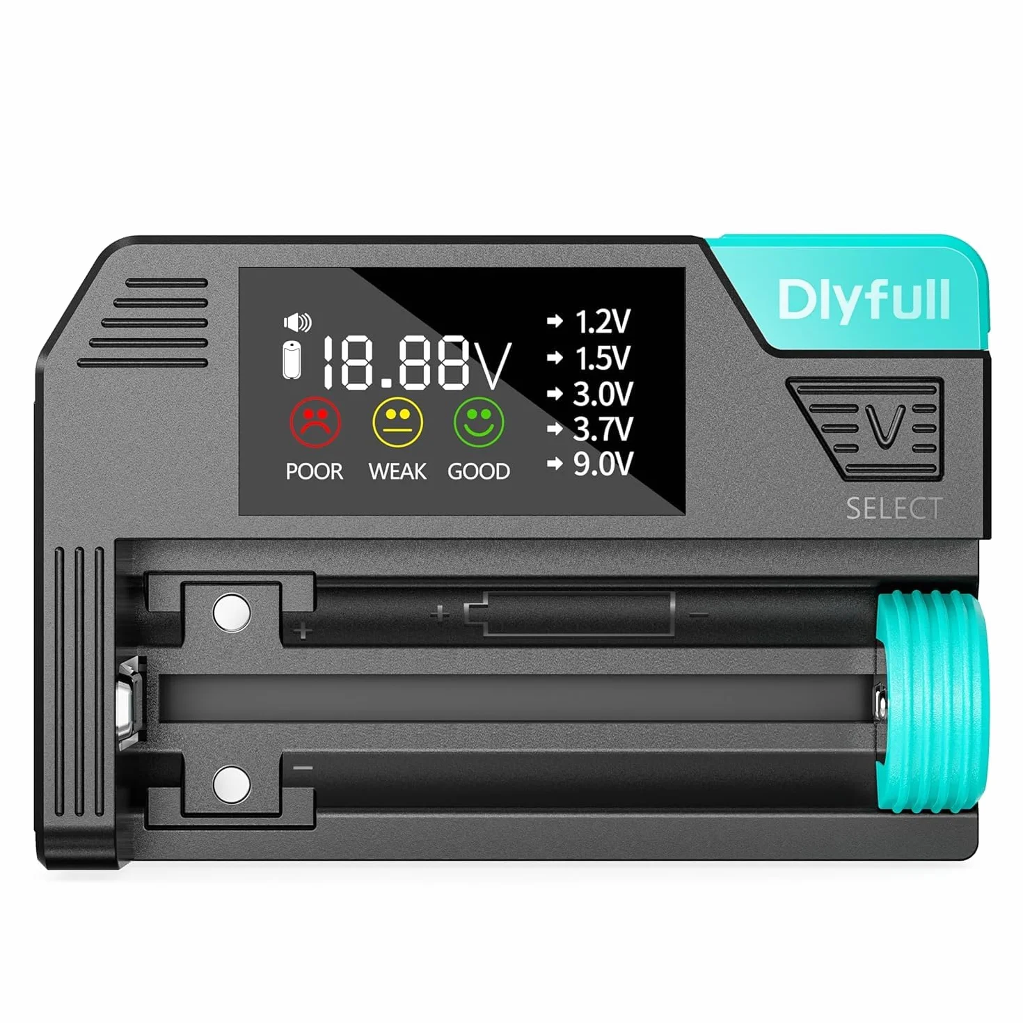 Dlyfull Tester professionale per batterie con display LCD per AA AAA C D 9V batterie a bottone 1,2V 1,5V 3V 3,7V