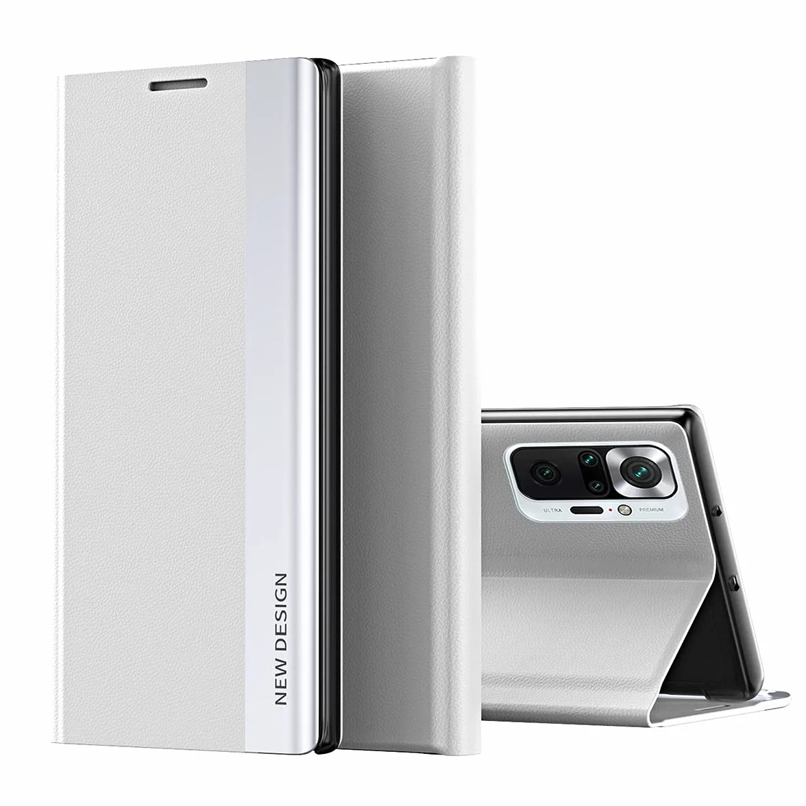 Custodia per Xiaomi Redmi Note 10 5G Smart Flip Cover con finestra laterale in TPU antiurto Argento