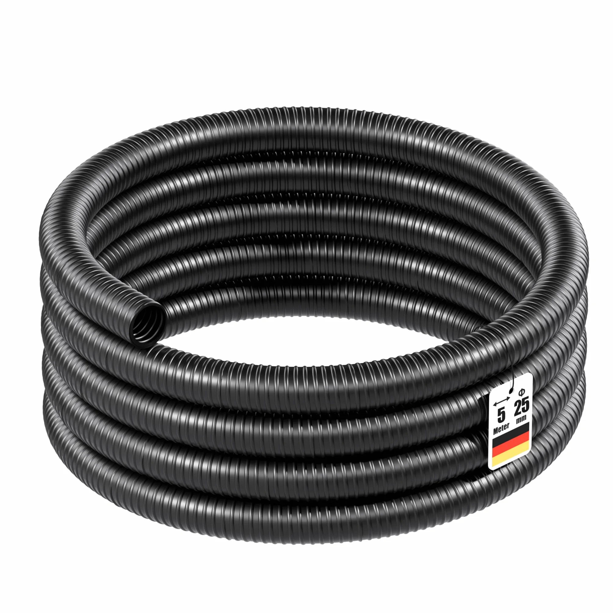 Wiltec Tubo spiralato per pompe nero 5 m Ø 25mm (1″) con spirale rinforzata in PVC anti-attorcigliamento