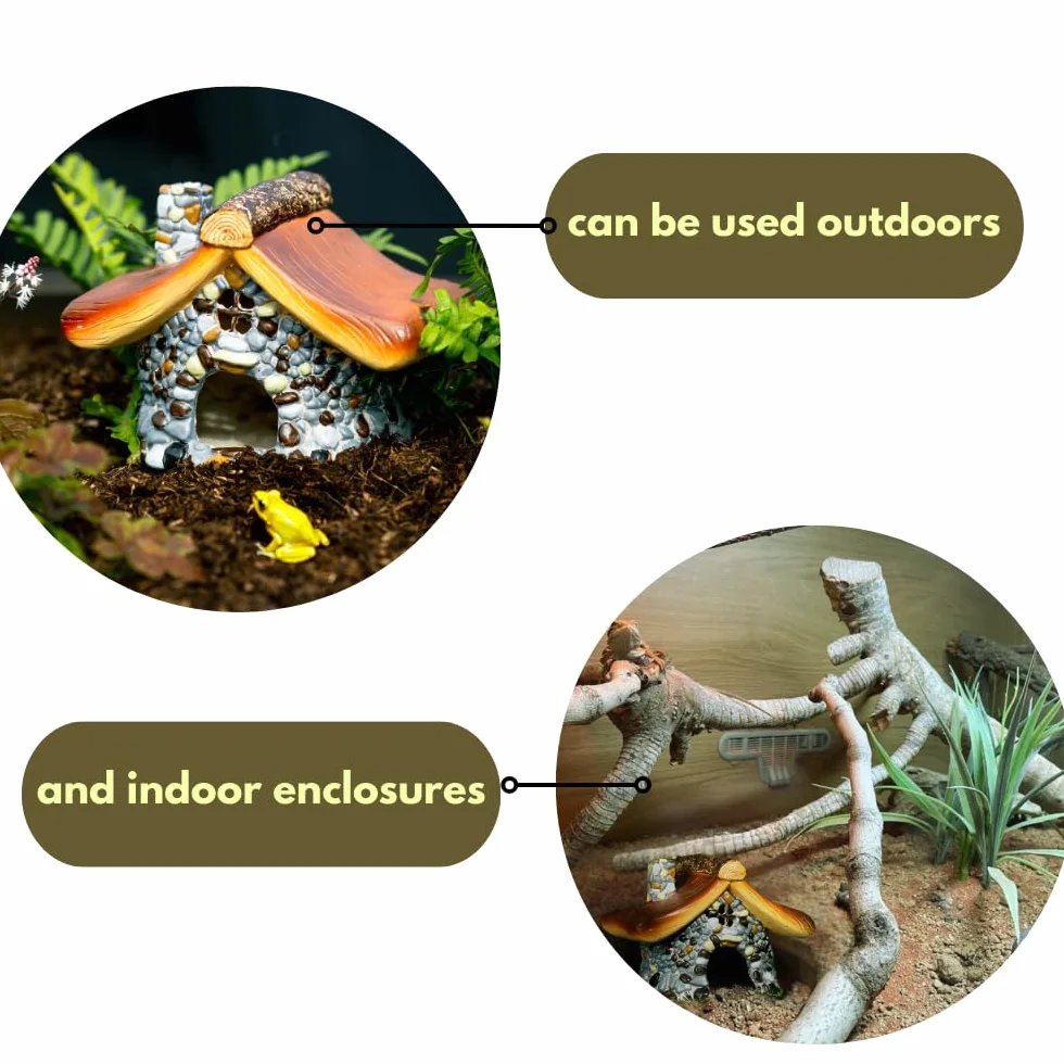Garden Mile Casa per rane per laghetto da giardino, accessori per terrario per rettili, nascondigli e grotte per rettili, casa per rospi, accessori per rettili, nascondiglio per rettili