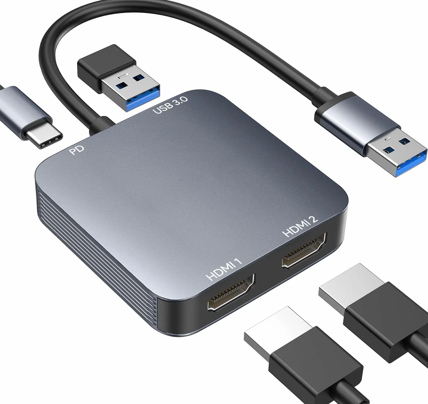 ABLEWE Adattatore USB 3.0 a doppio HDMI con porta USB 3.0, cavo convertitore HDMI a USB per computer portatile monitor TV